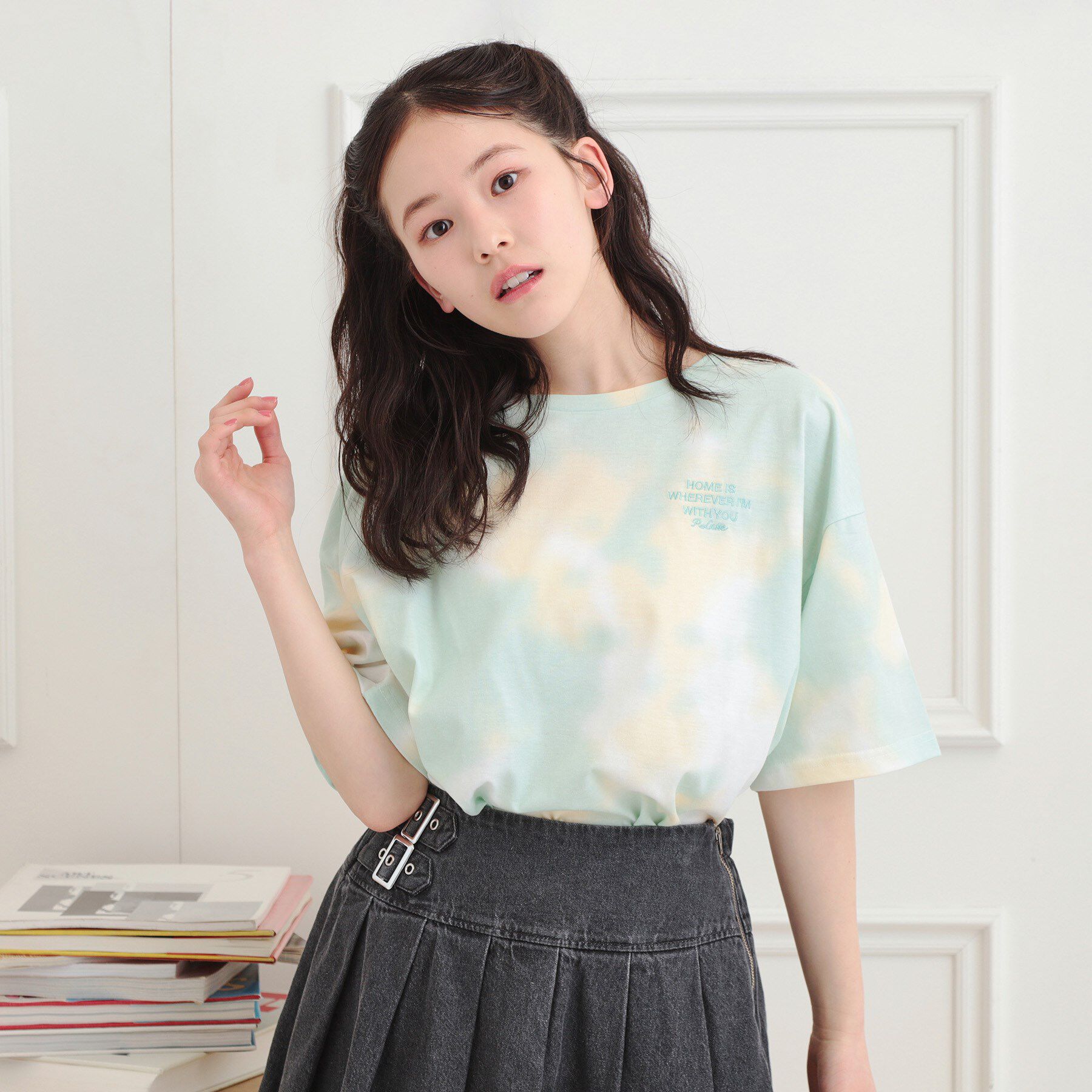 PINK-latte「タイダイ柄ビッグTシャツ」|Tシャツ・カットソー|ミントグリーン(42