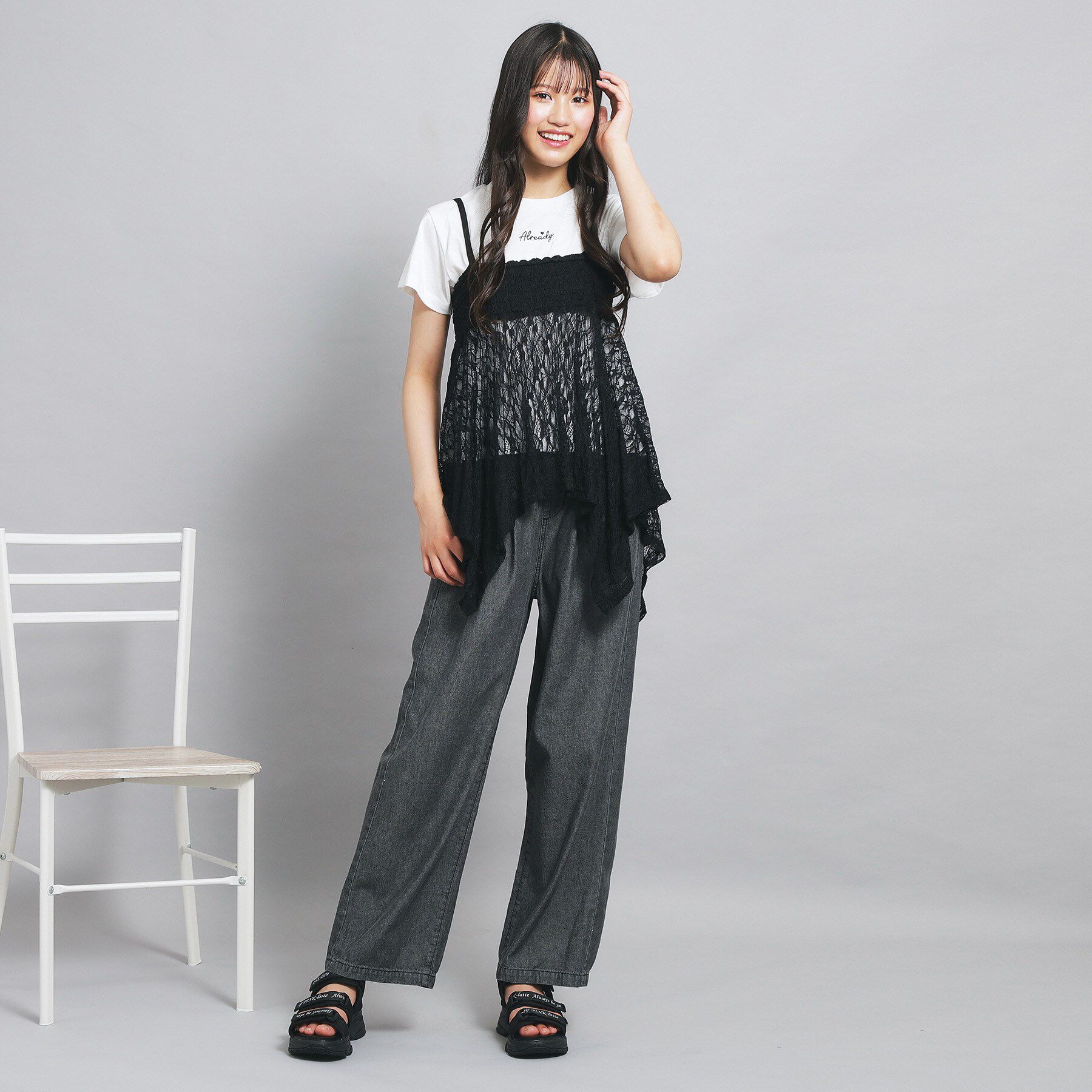 PINK-latte「【セットアイテム】2WAYレースビスチェ＋トップス」|Tシャツ・カットソー|