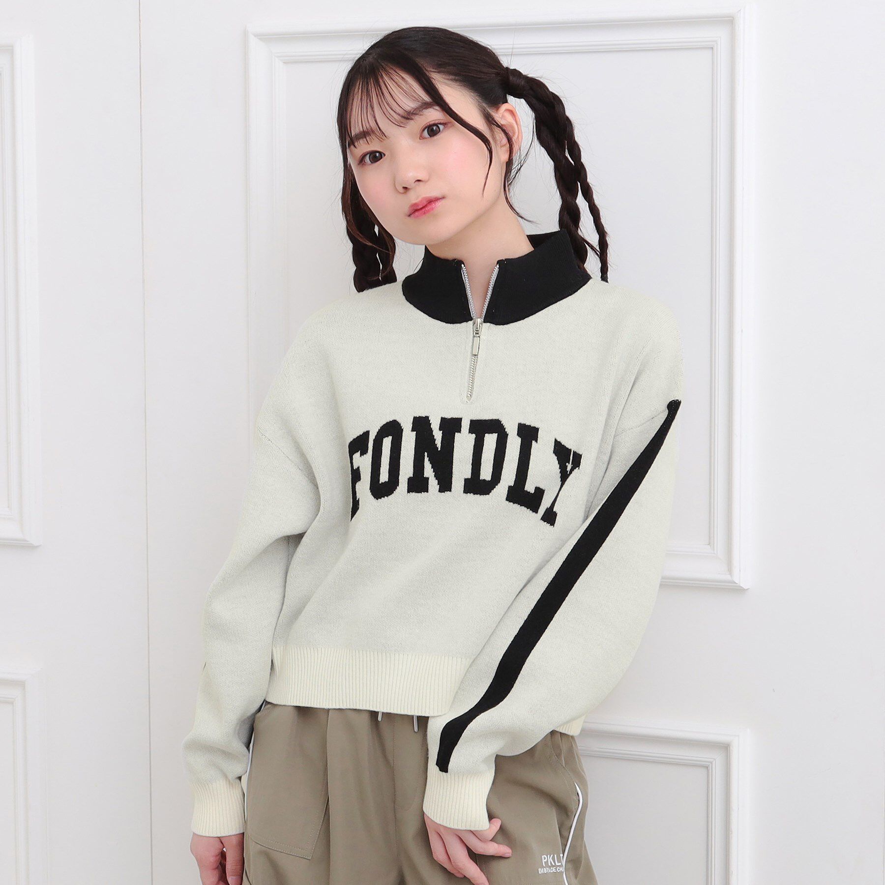 PINK-latte「もちもちハーフZIPニットプルオーバー」|ニット・セーター|