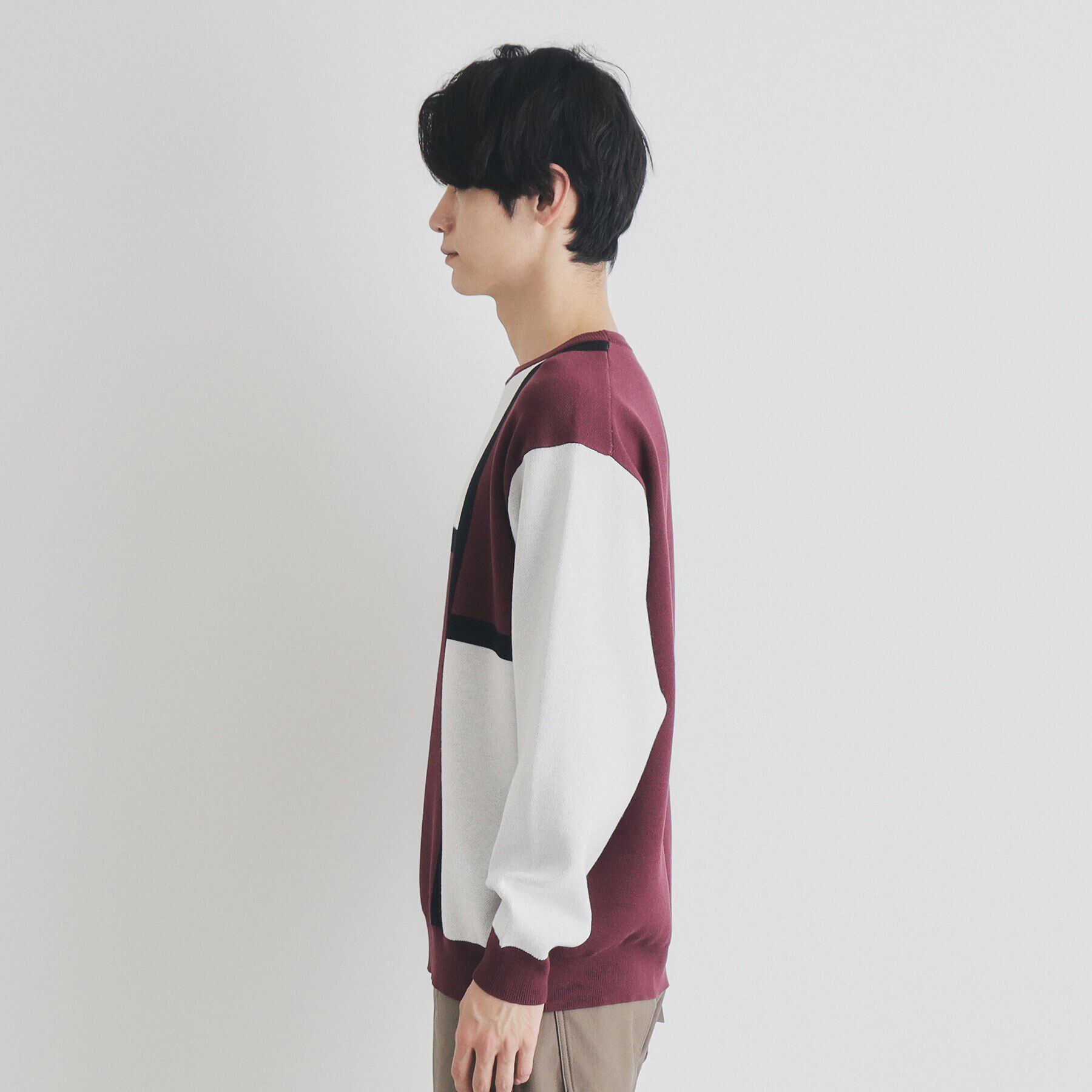 THE SHOP TK「パネルアートブロッキングクルーネックニット」|ニット・セーター|