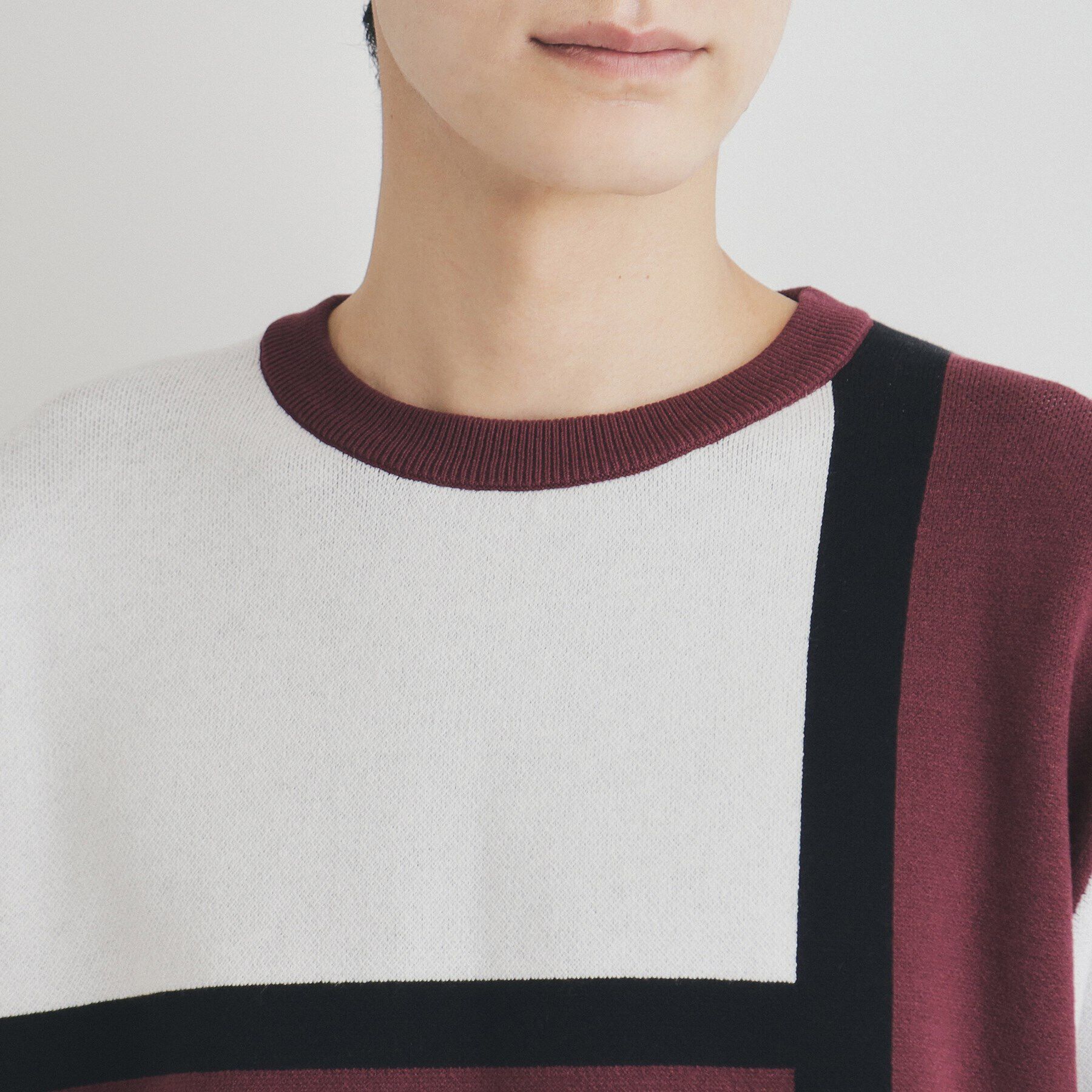 THE SHOP TK「パネルアートブロッキングクルーネックニット」|ニット・セーター|