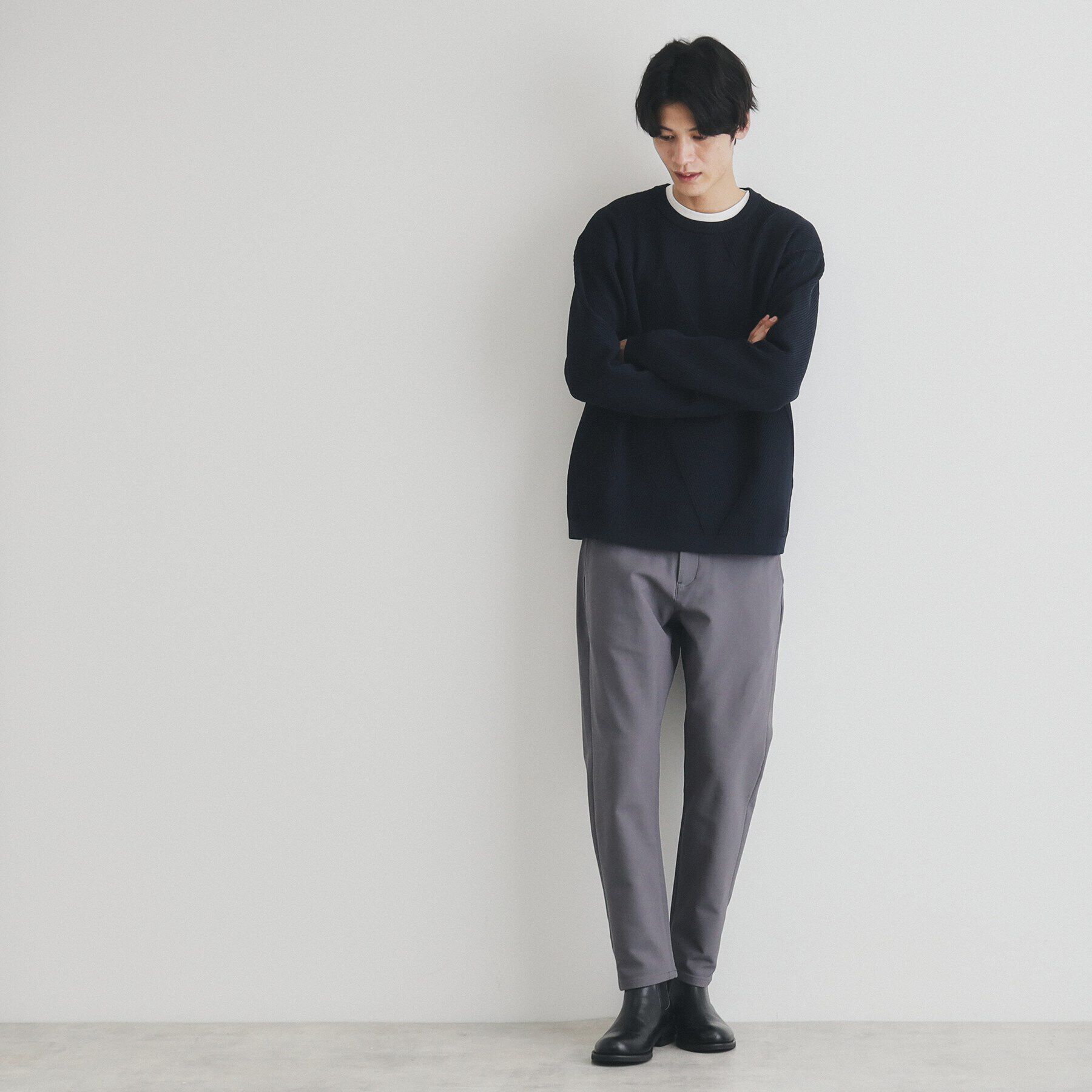 THE SHOP TK「【クルーネックニット＋ロンTセットアイテム】ダイヤパネルアンサンブル」|ニット・セーター|