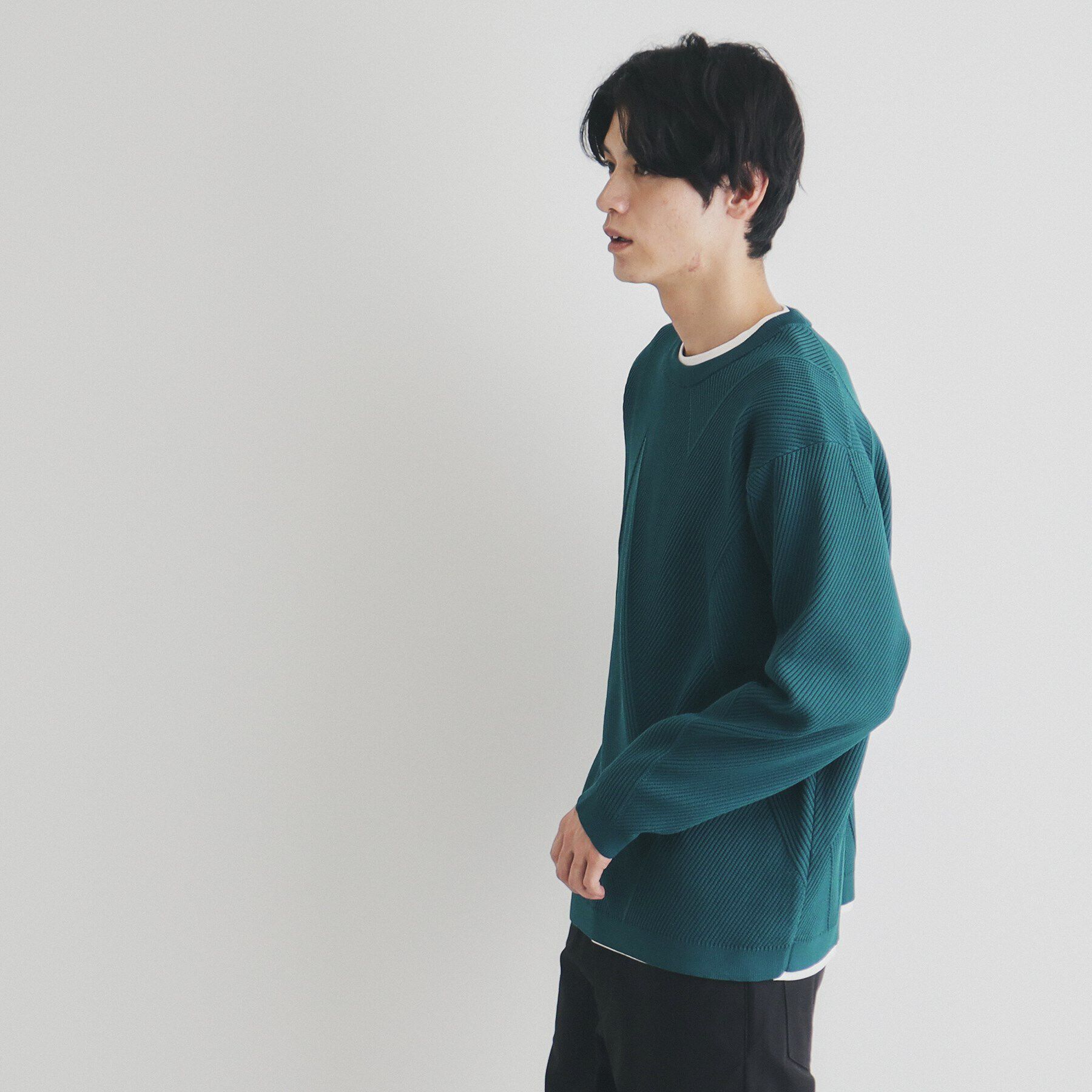 THE SHOP TK「【クルーネックニット＋ロンTセットアイテム】ダイヤパネルアンサンブル」|ニット・セーター|