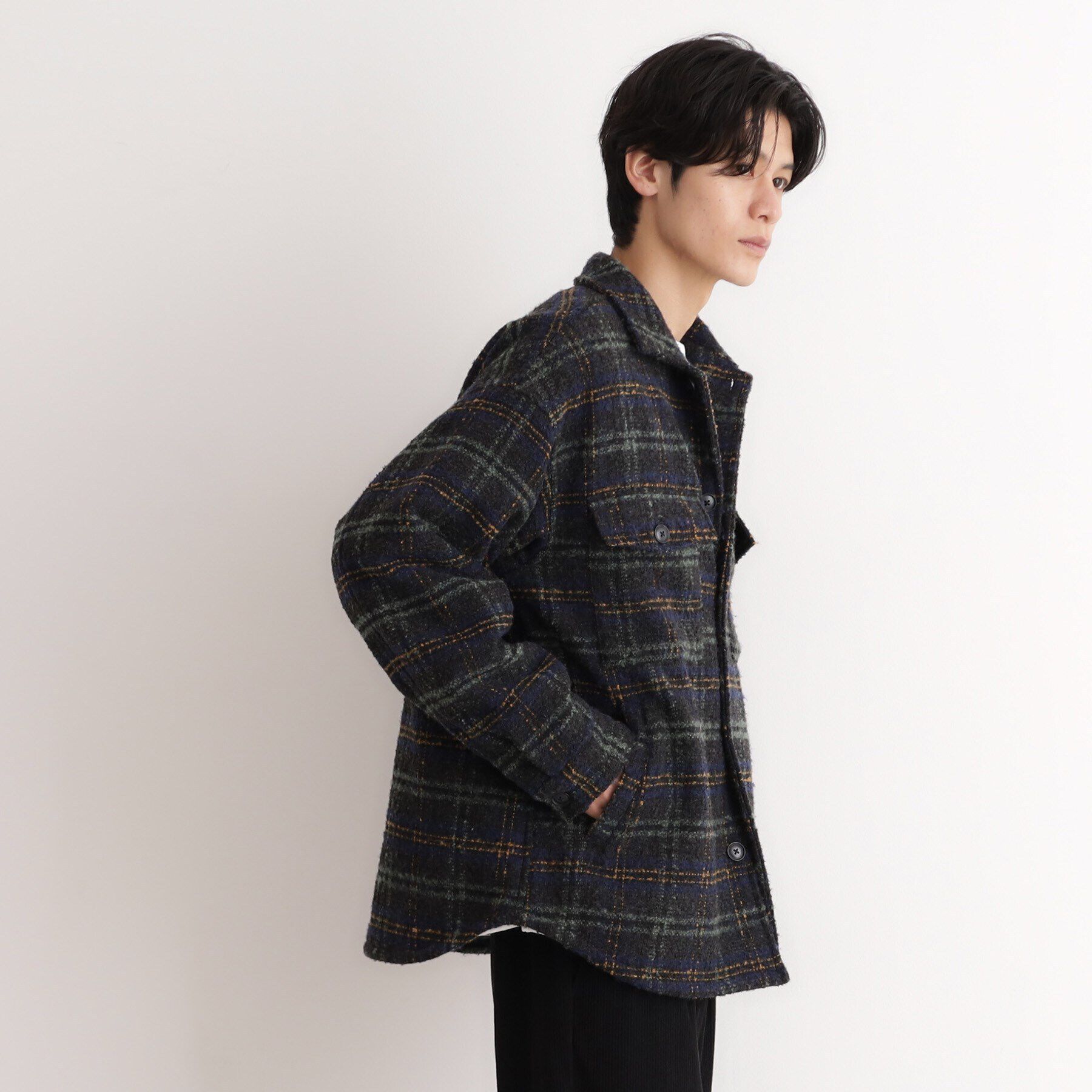 THE SHOP TK「チェック柄ツイードライクCPOジャケット」|ブルゾン・スタジャン|