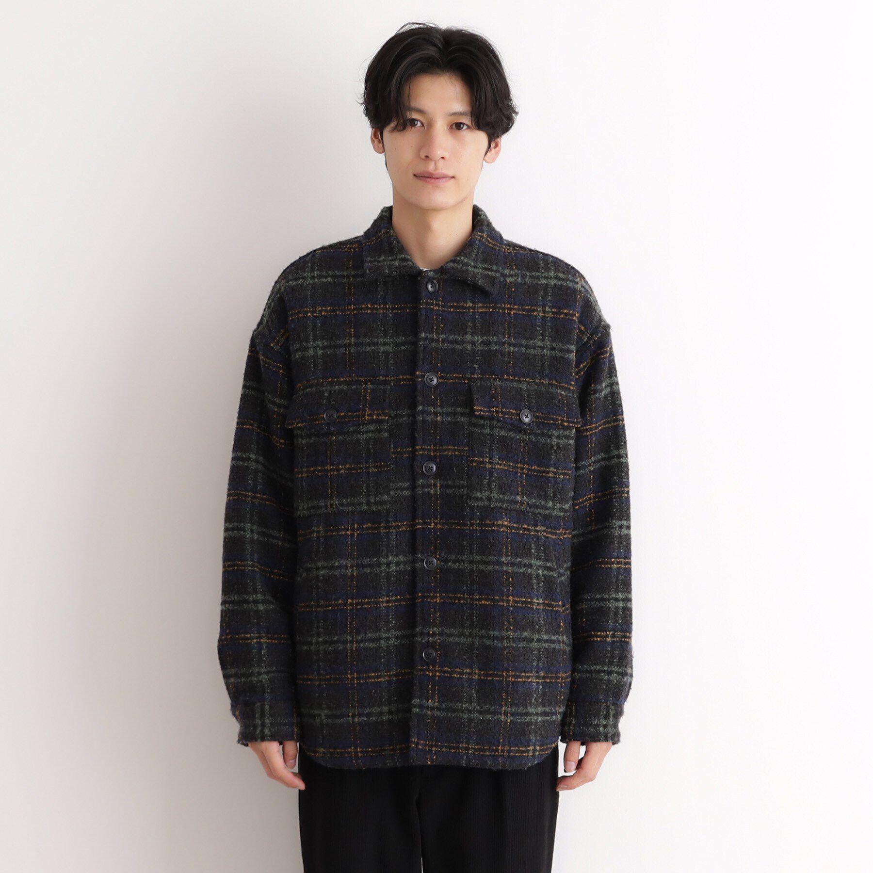 THE SHOP TK「チェック柄ツイードライクCPOジャケット」|ブルゾン・スタジャン|
