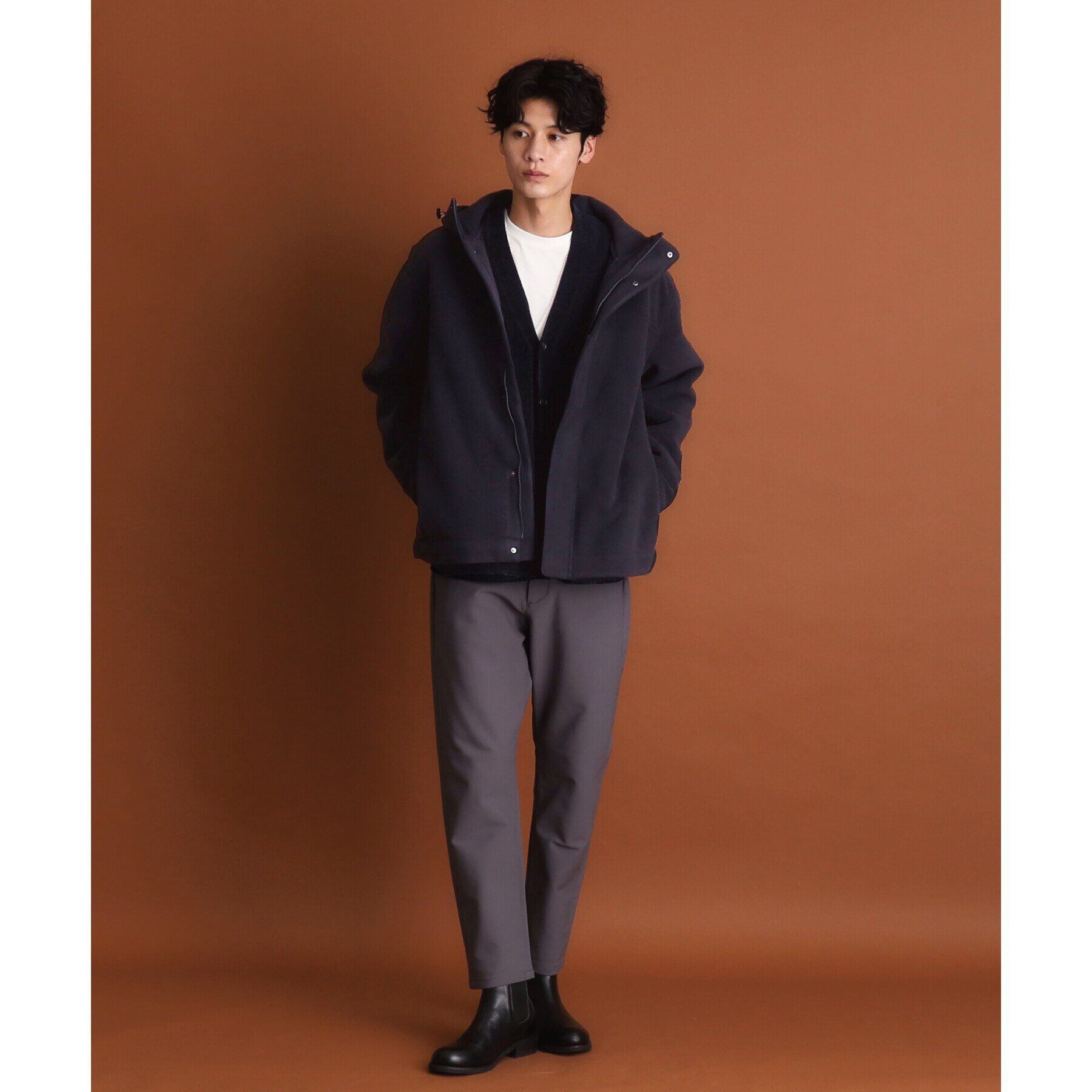 THE SHOP TK「マイクロフリースフードブルゾン 光吸収発熱機能／洗える」|ブルゾン・スタジャン|