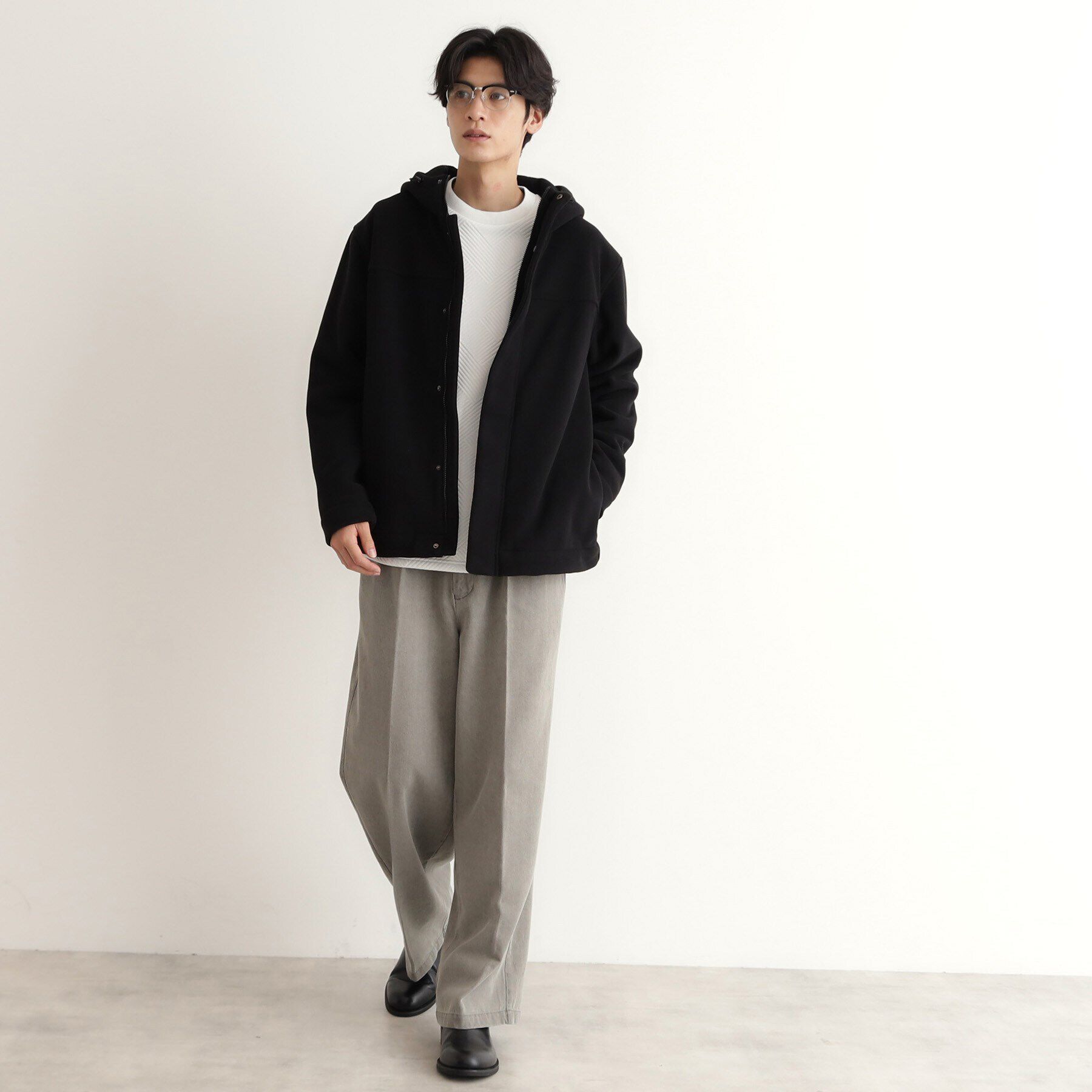 THE SHOP TK「マイクロフリースフードブルゾン 光吸収発熱機能／洗える」|ブルゾン・スタジャン|