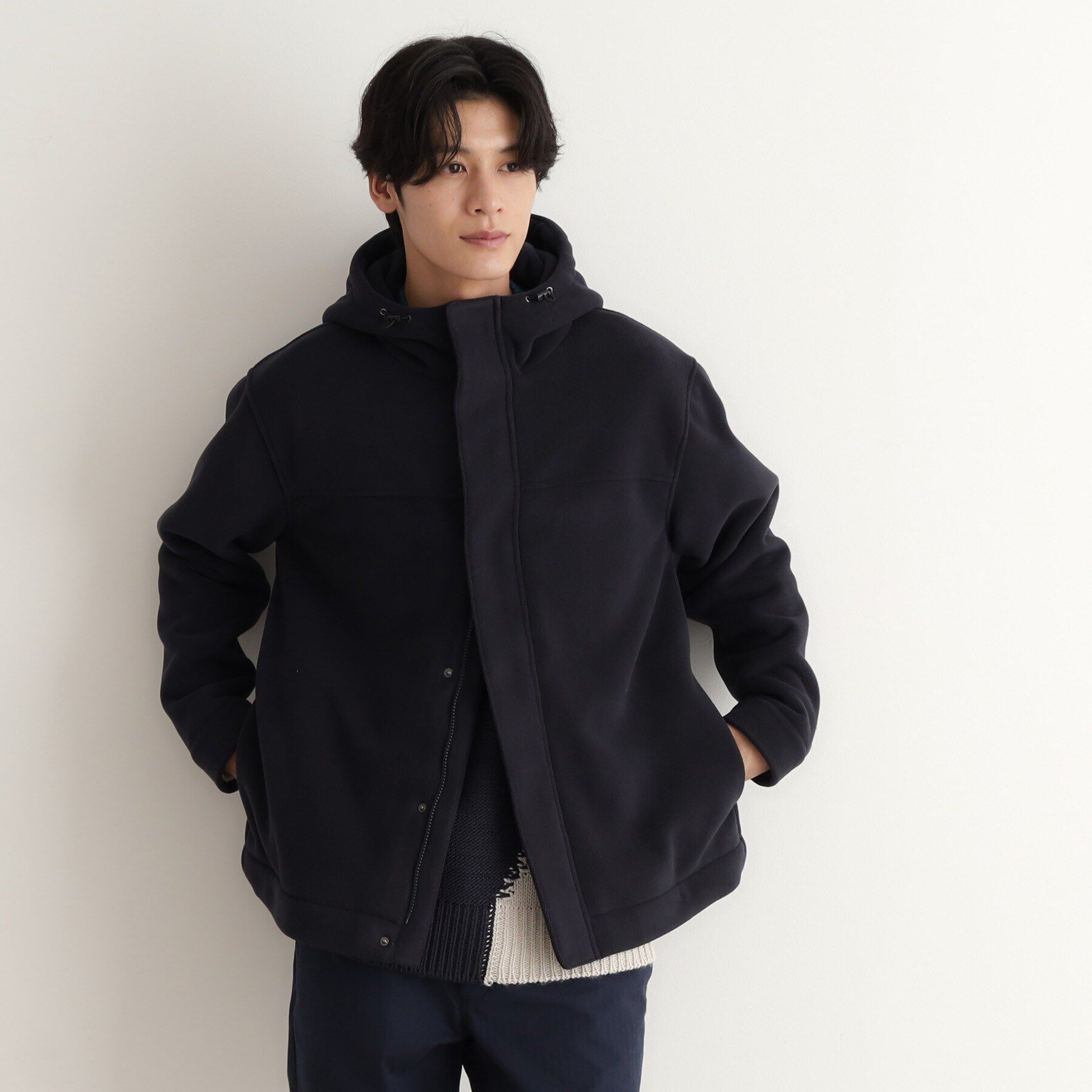 THE SHOP TK「マイクロフリースフードブルゾン 光吸収発熱機能／洗える」|ブルゾン・スタジャン|