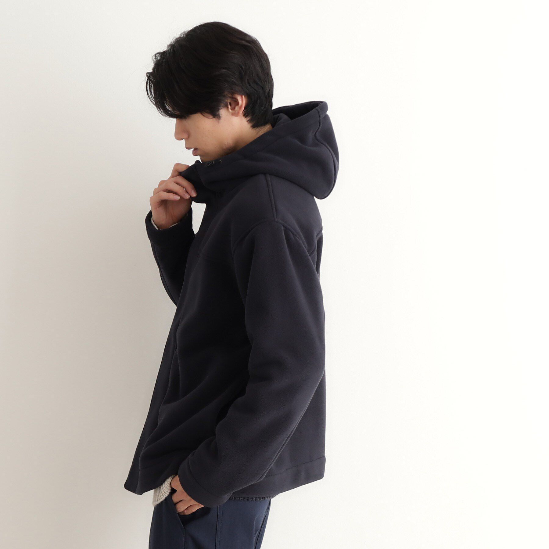 THE SHOP TK「マイクロフリースフードブルゾン 光吸収発熱機能／洗える」|ブルゾン・スタジャン|