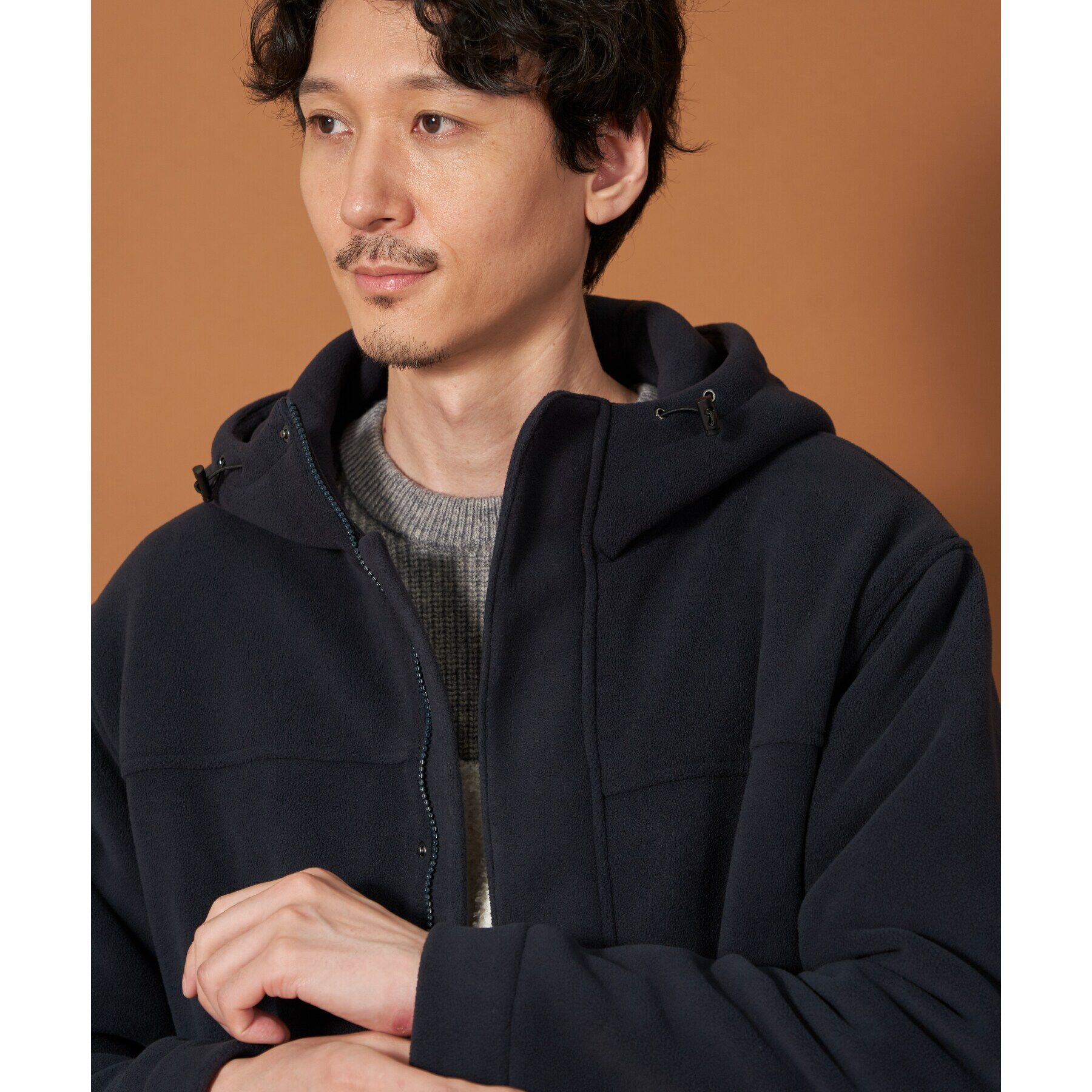 THE SHOP TK「マイクロフリースフードブルゾン 光吸収発熱機能／洗える」|ブルゾン・スタジャン|