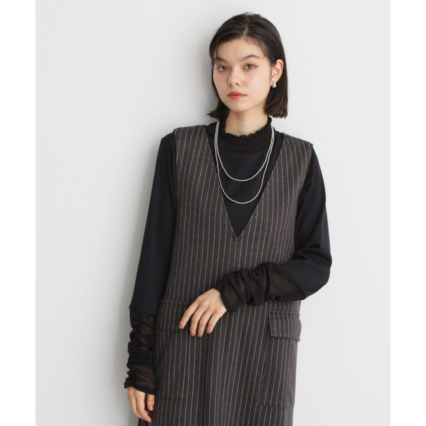 THE SHOP TK「アソート柄Vネックジャンスカ/洗える」|ワンピース|