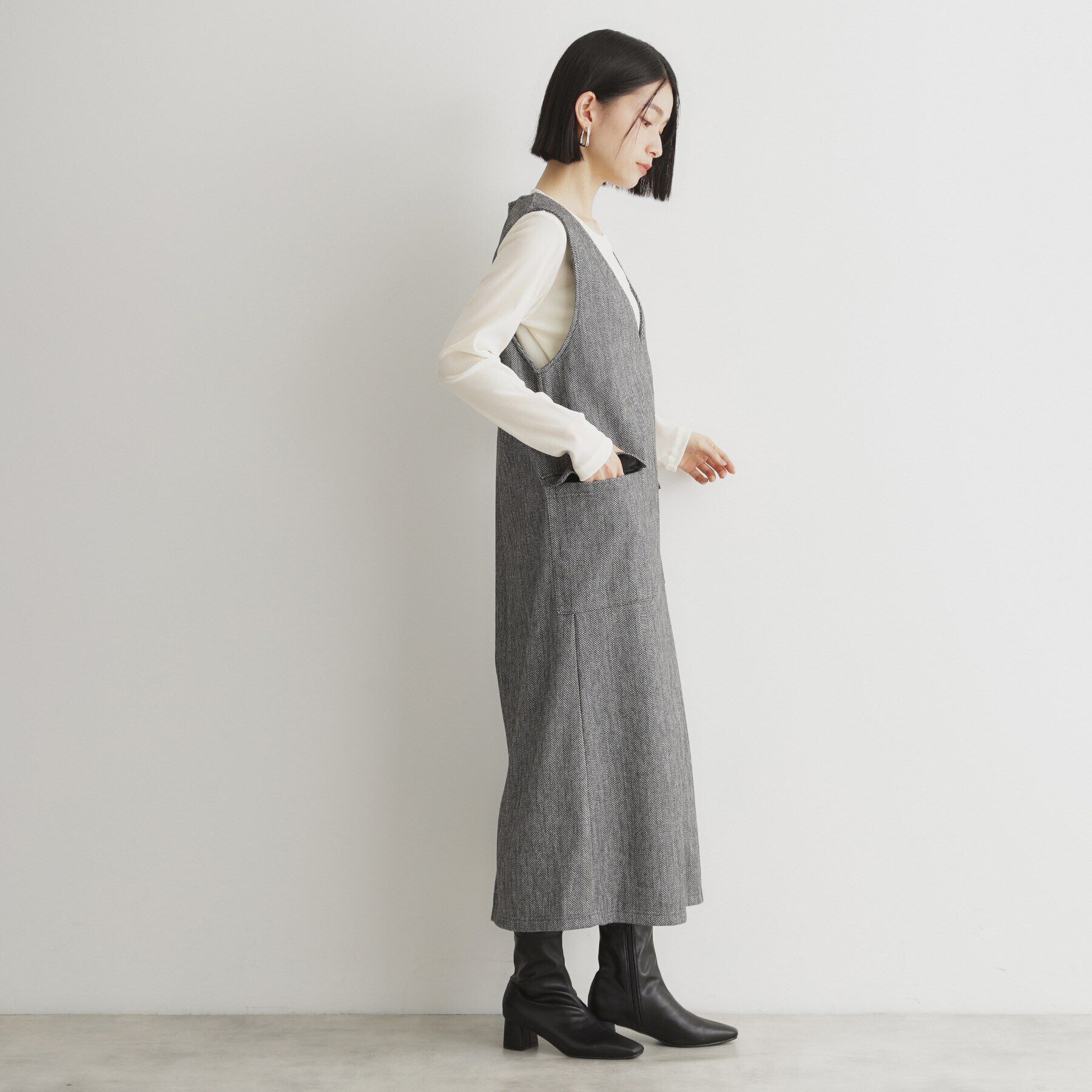 THE SHOP TK「アソート柄Vネックジャンスカ/洗える」|ワンピース|