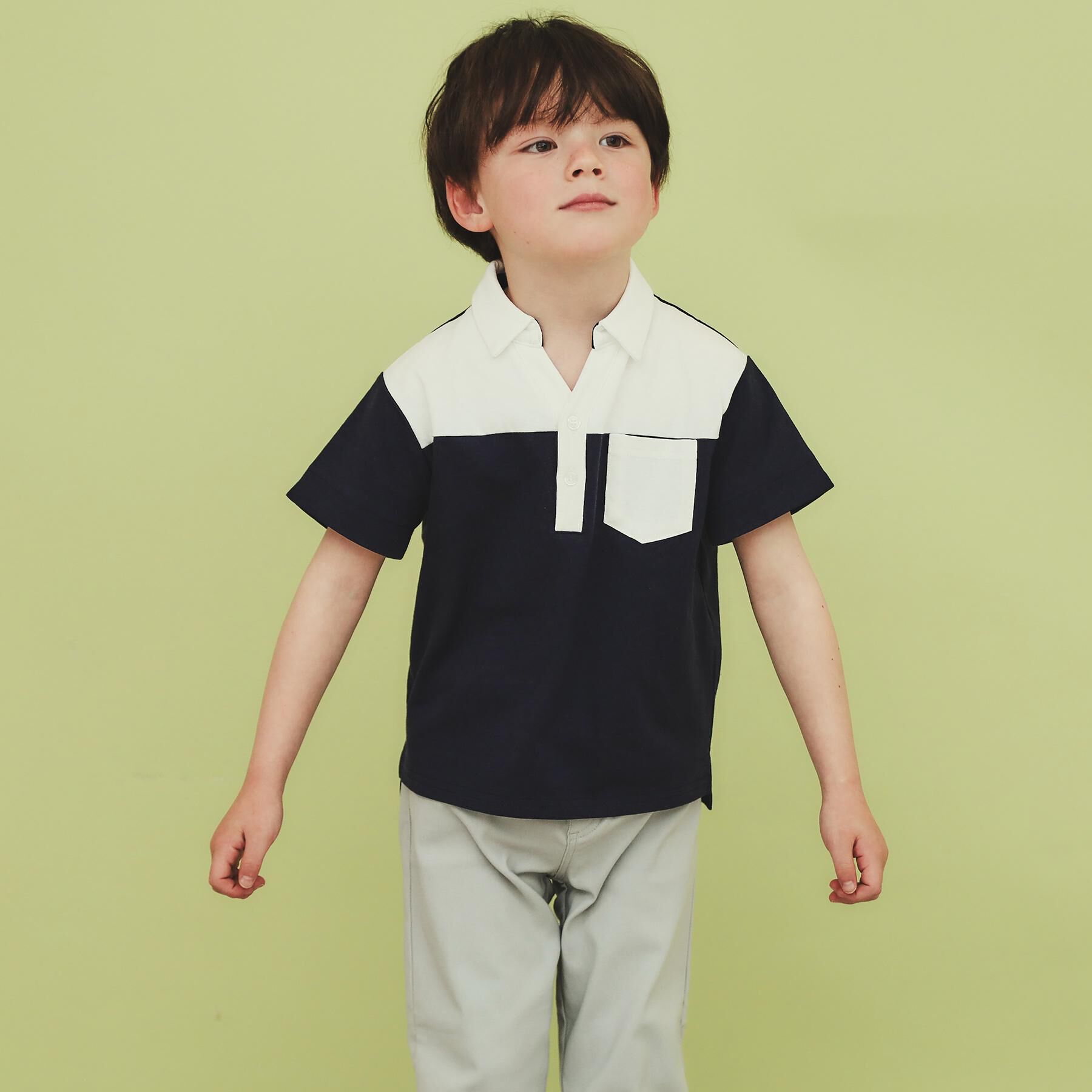 THE SHOP TK「【110－150】切り替えポロシャツ/洗濯機OK」|ポロシャツ|