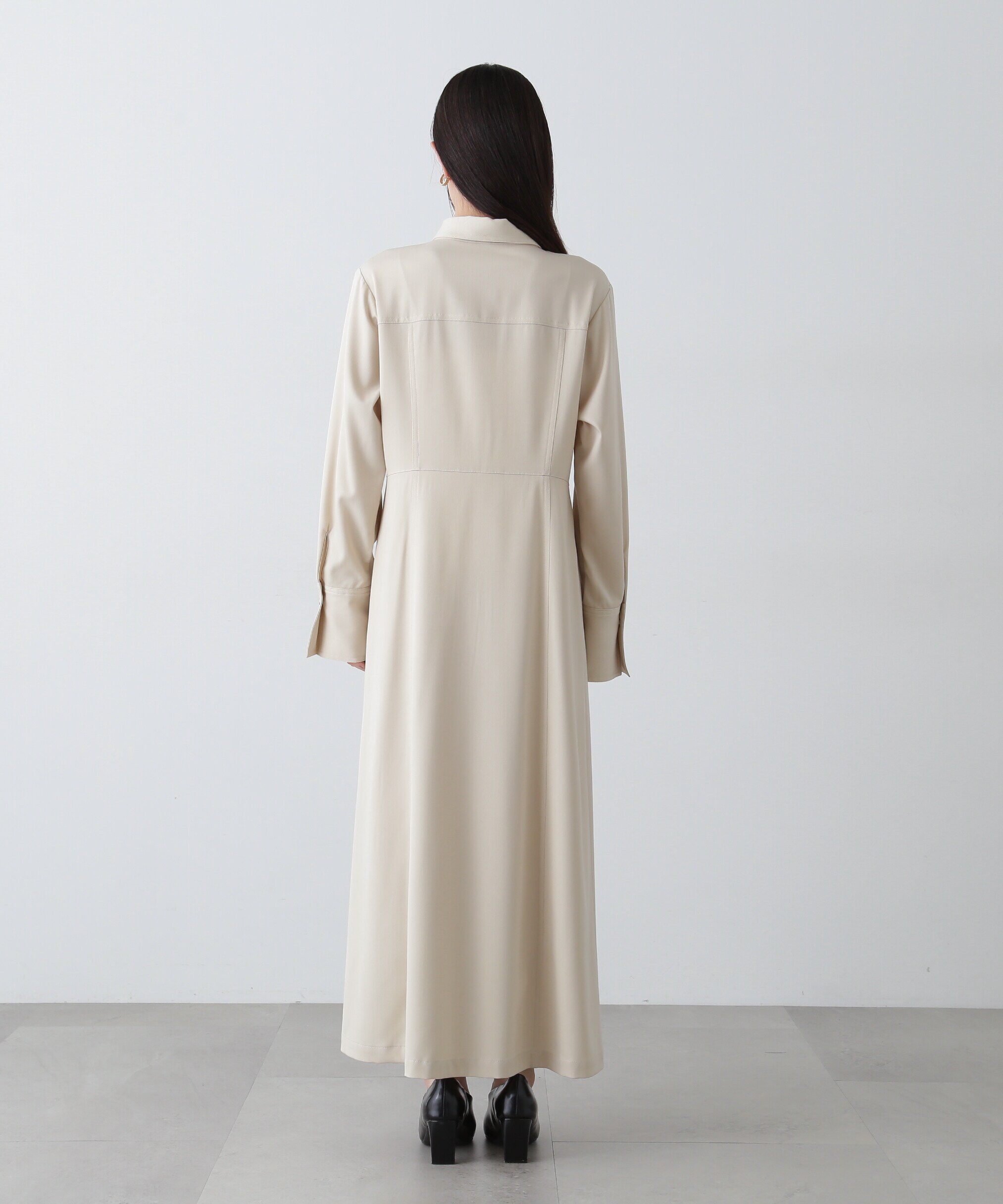  「デニムライクロングシャツワンピース」|ワンピース|