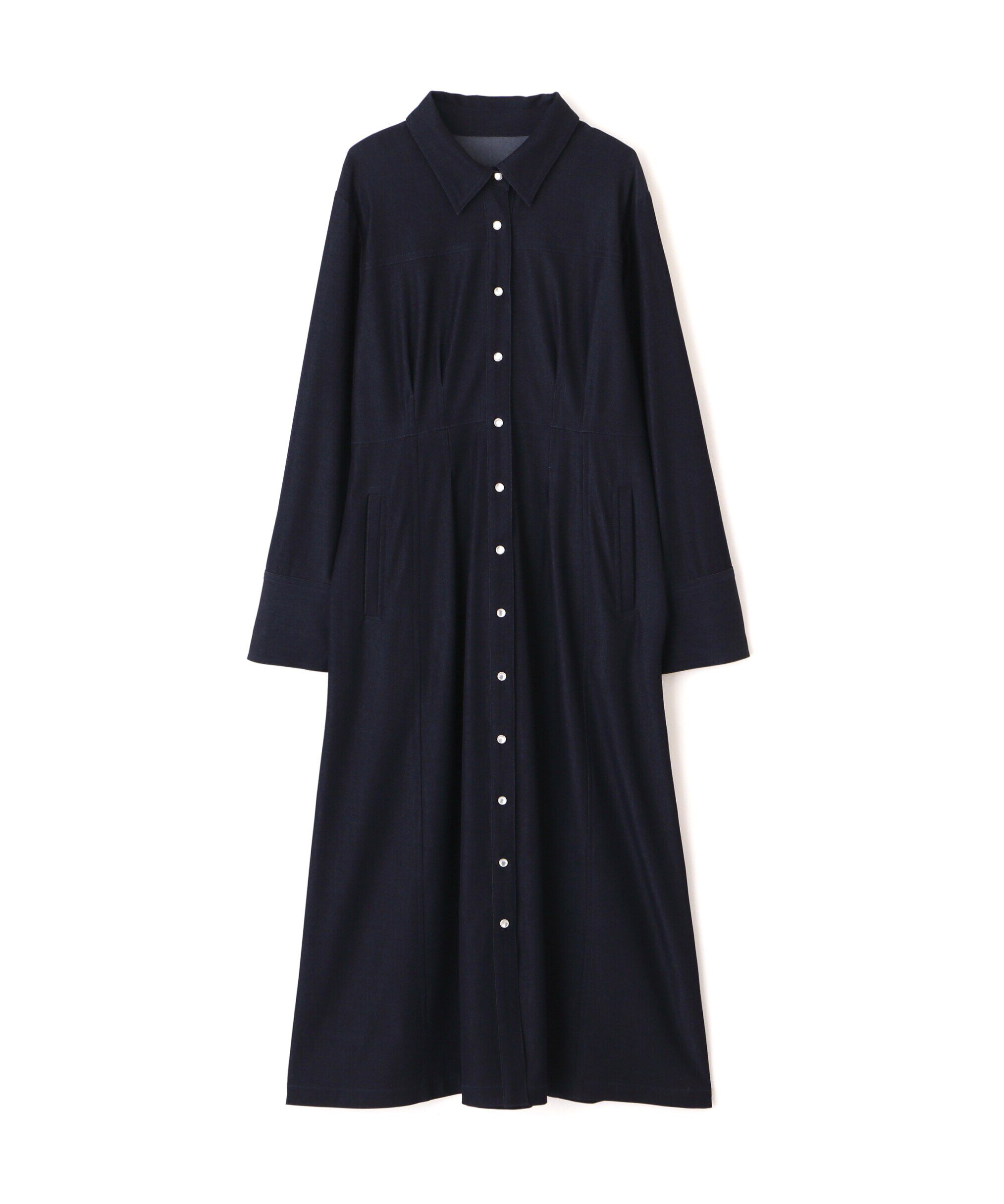  「デニムライクロングシャツワンピース」|ワンピース|