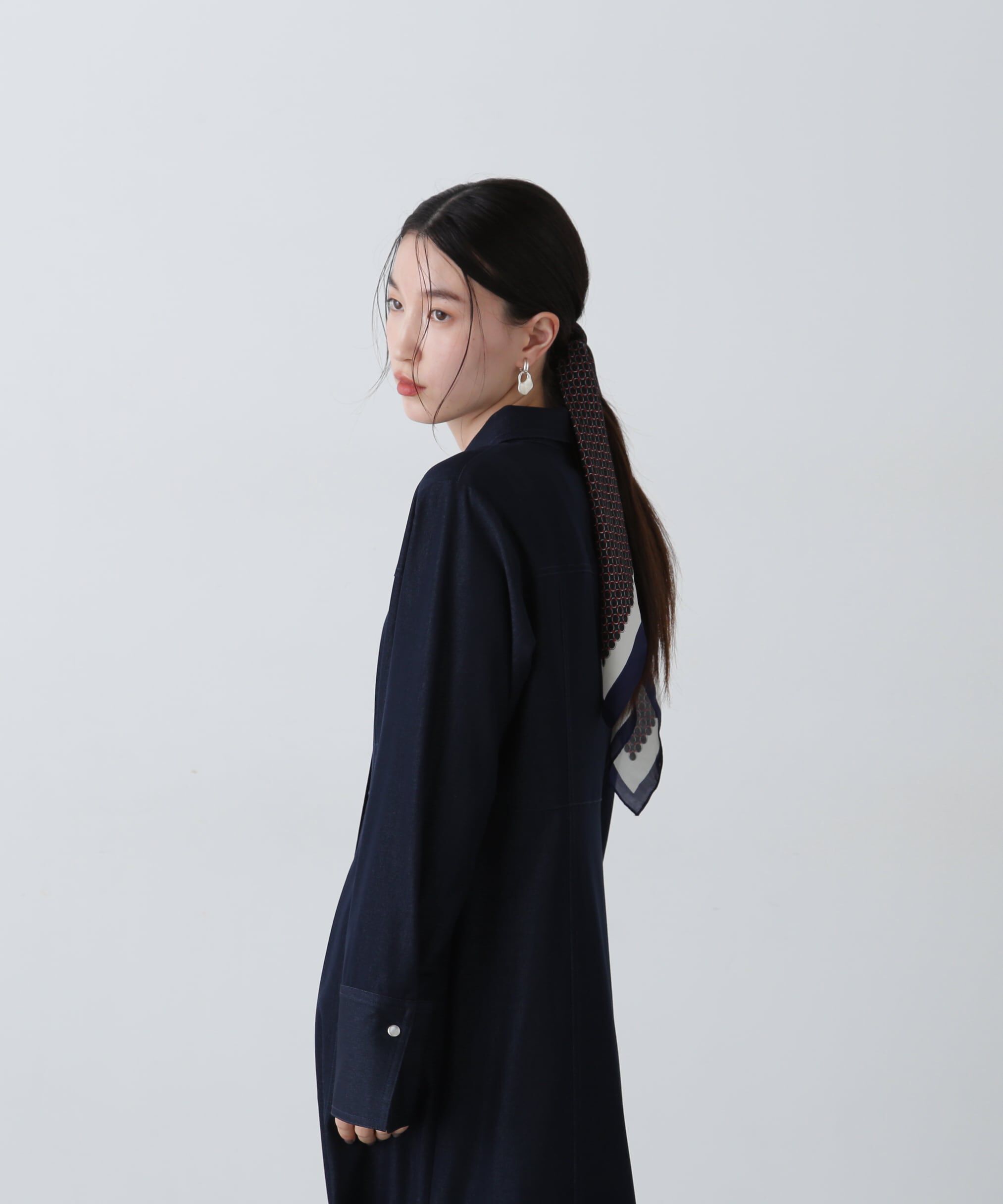  「デニムライクロングシャツワンピース」|ワンピース|