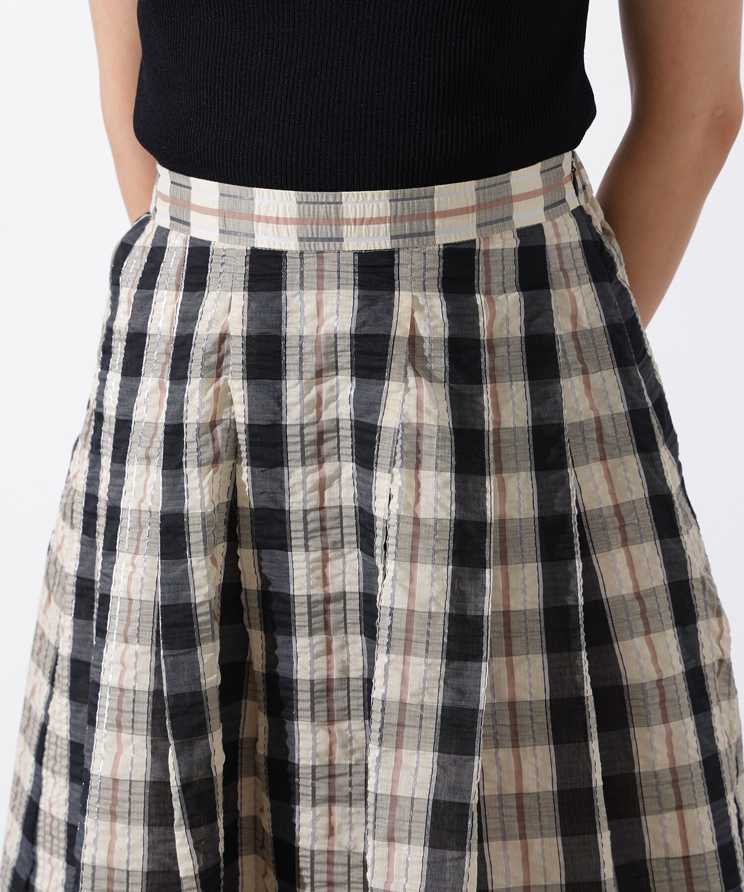 「シアーチェックフレアスカート」|スカート|