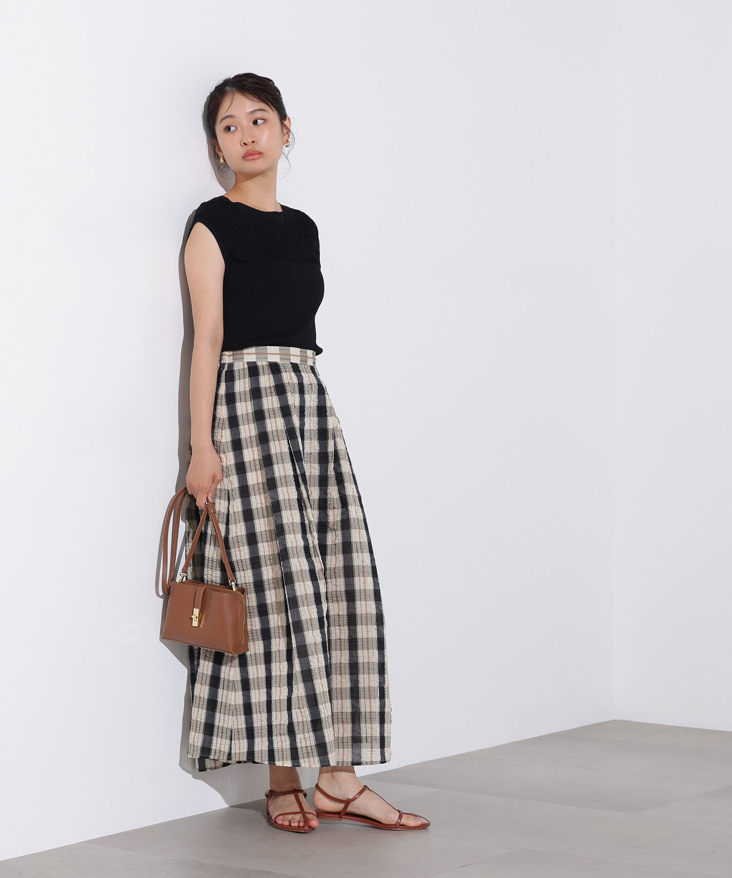  「シアーチェックフレアスカート」|スカート|