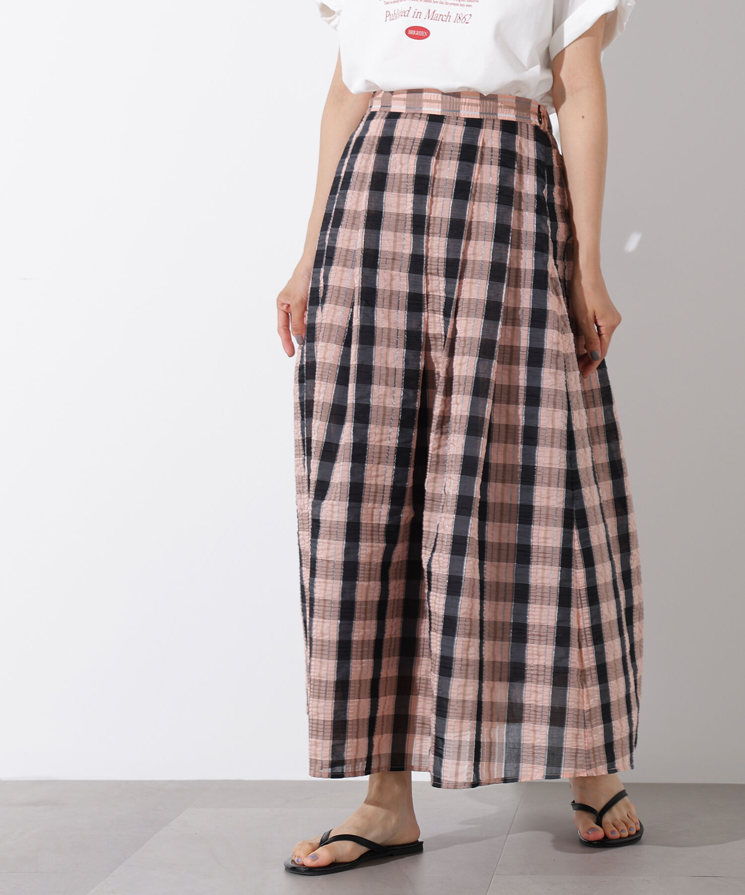  「シアーチェックフレアスカート」|スカート|