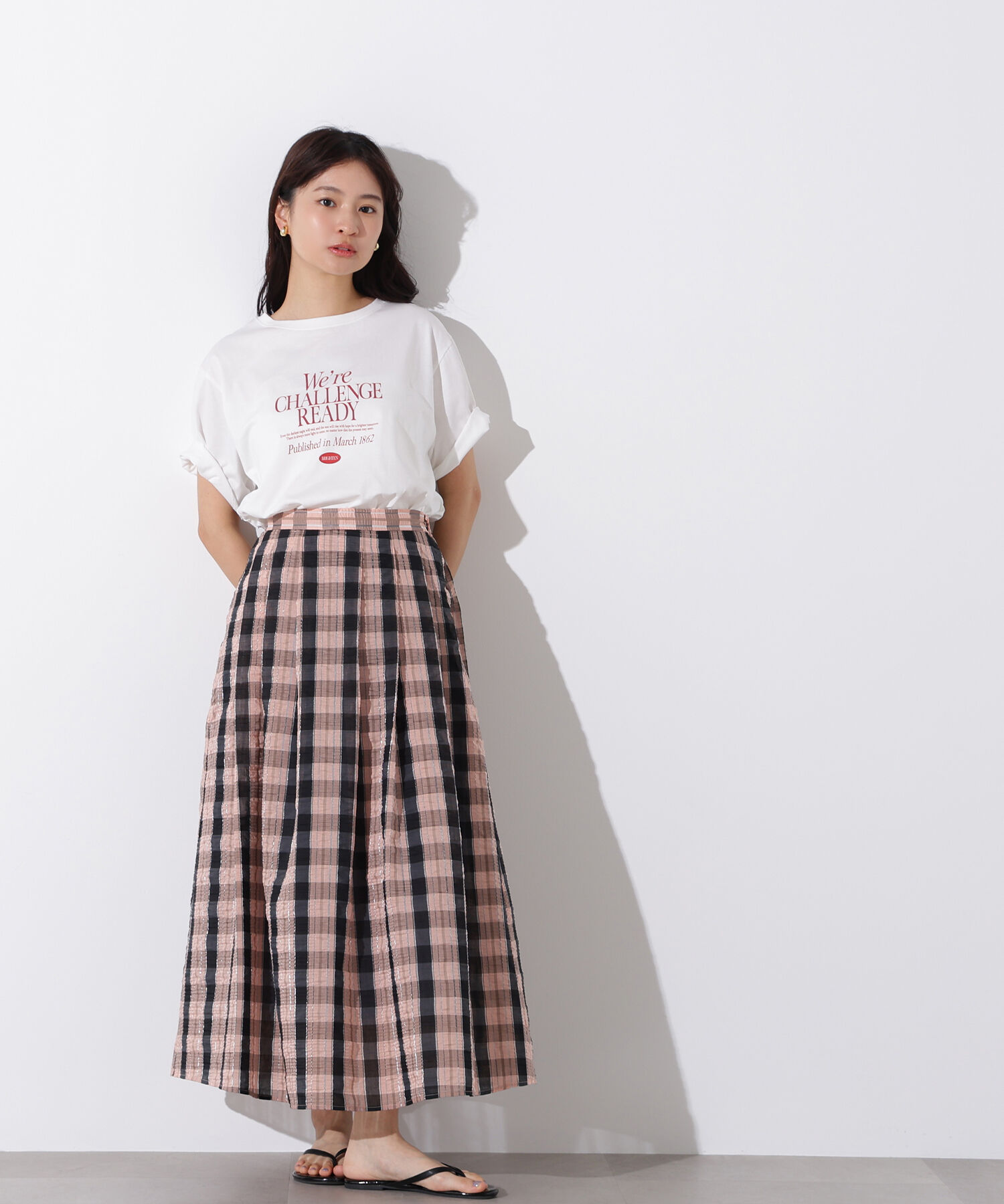  「シアーチェックフレアスカート」|スカート|
