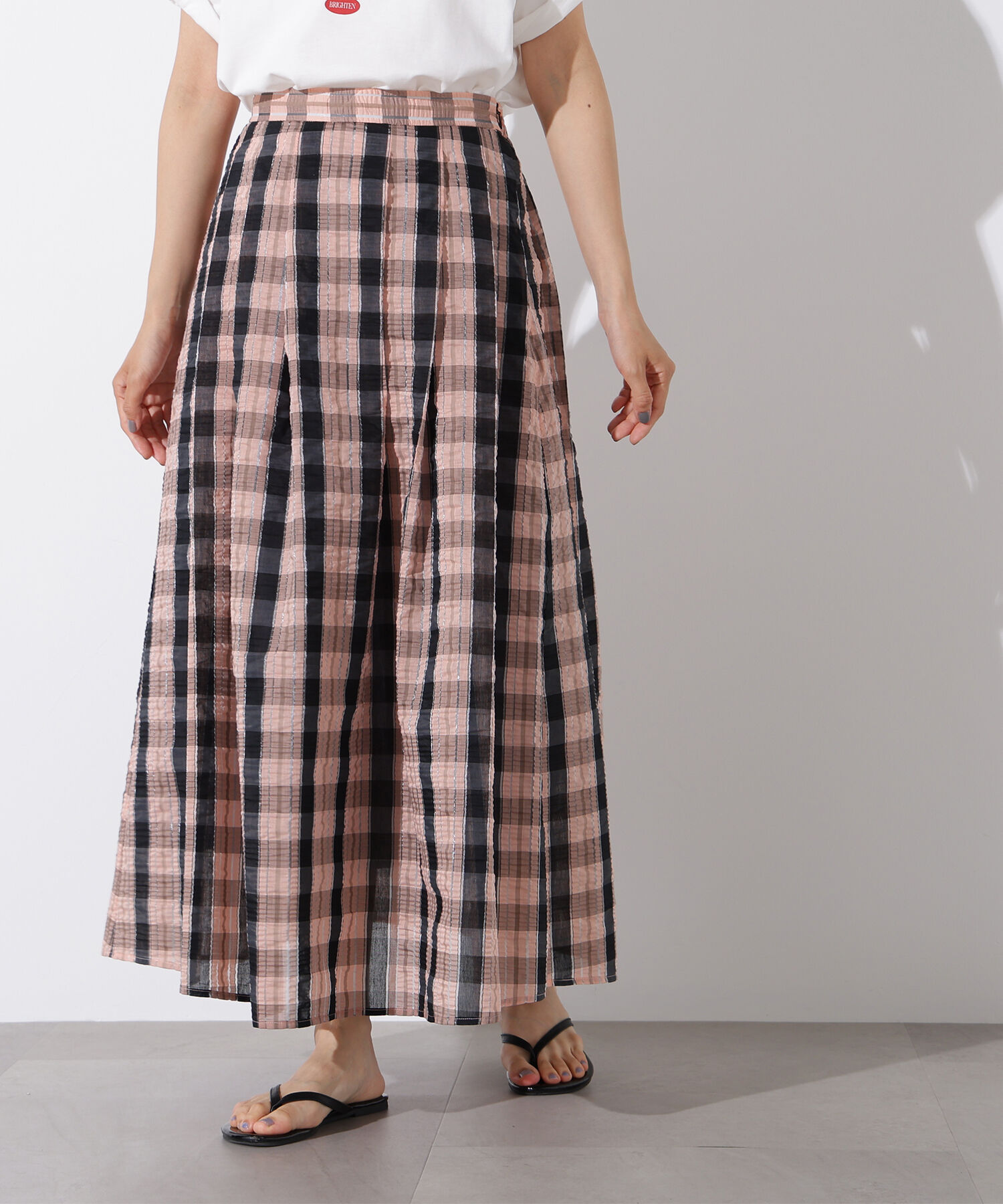  「シアーチェックフレアスカート」|スカート|