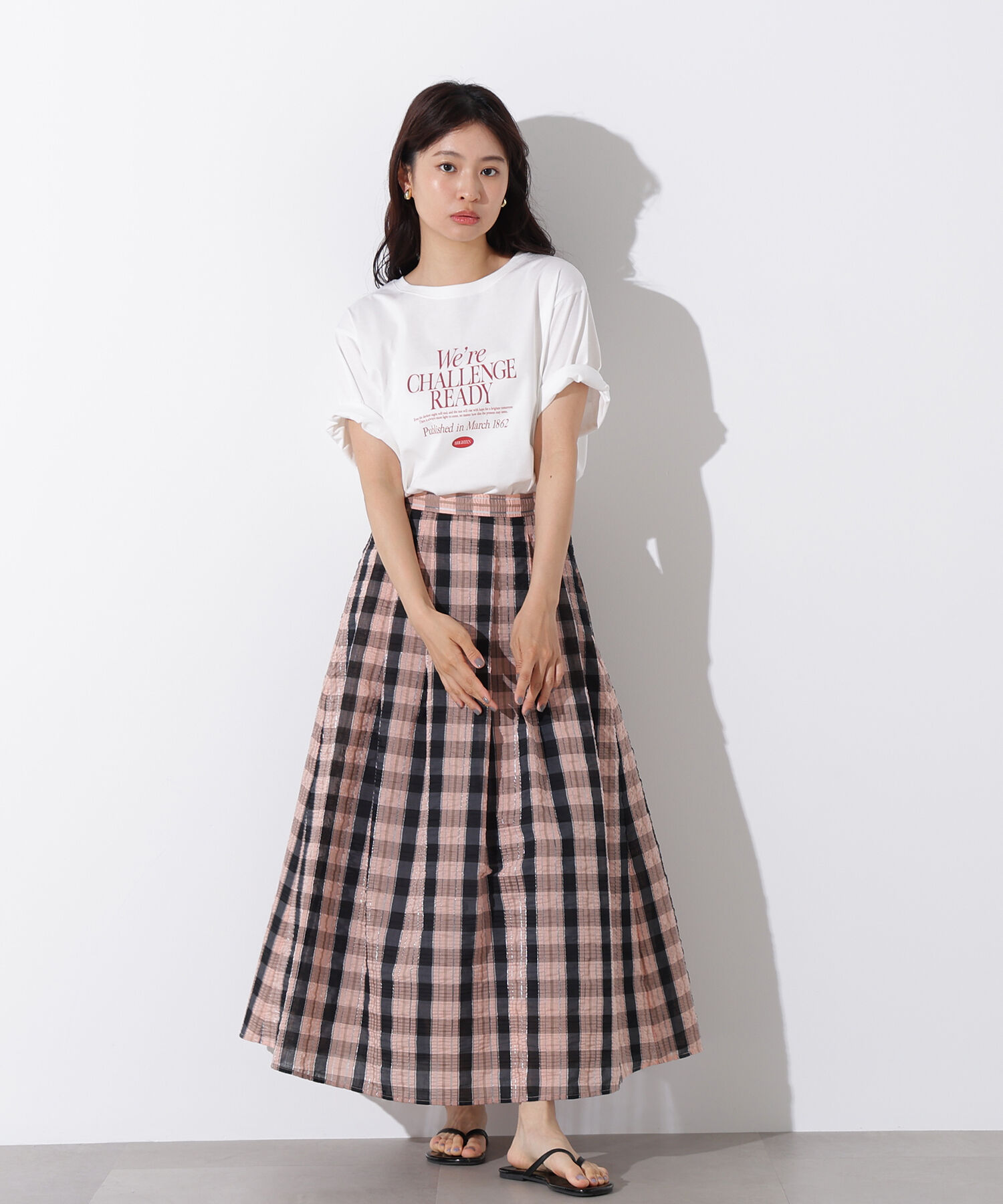  「シアーチェックフレアスカート」|スカート|