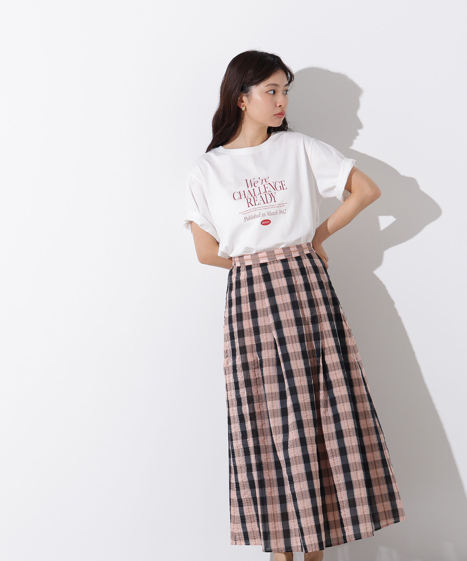  「シアーチェックフレアスカート」|スカート|