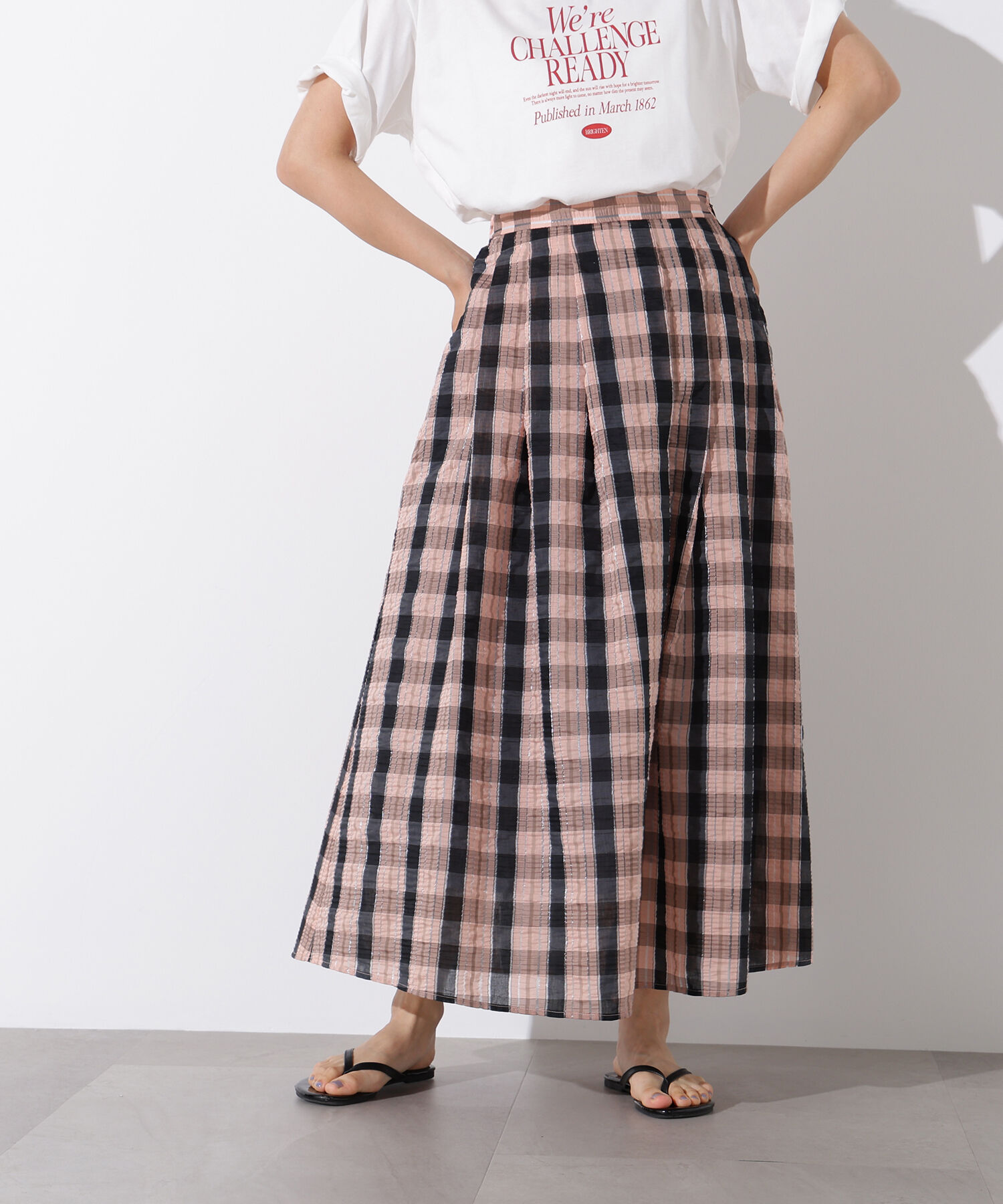  「シアーチェックフレアスカート」|スカート|