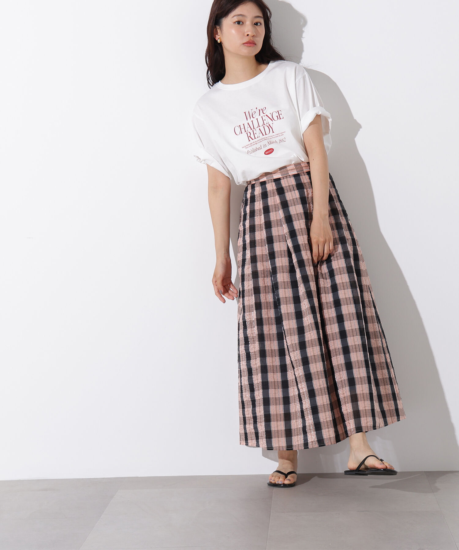  「シアーチェックフレアスカート」|スカート|