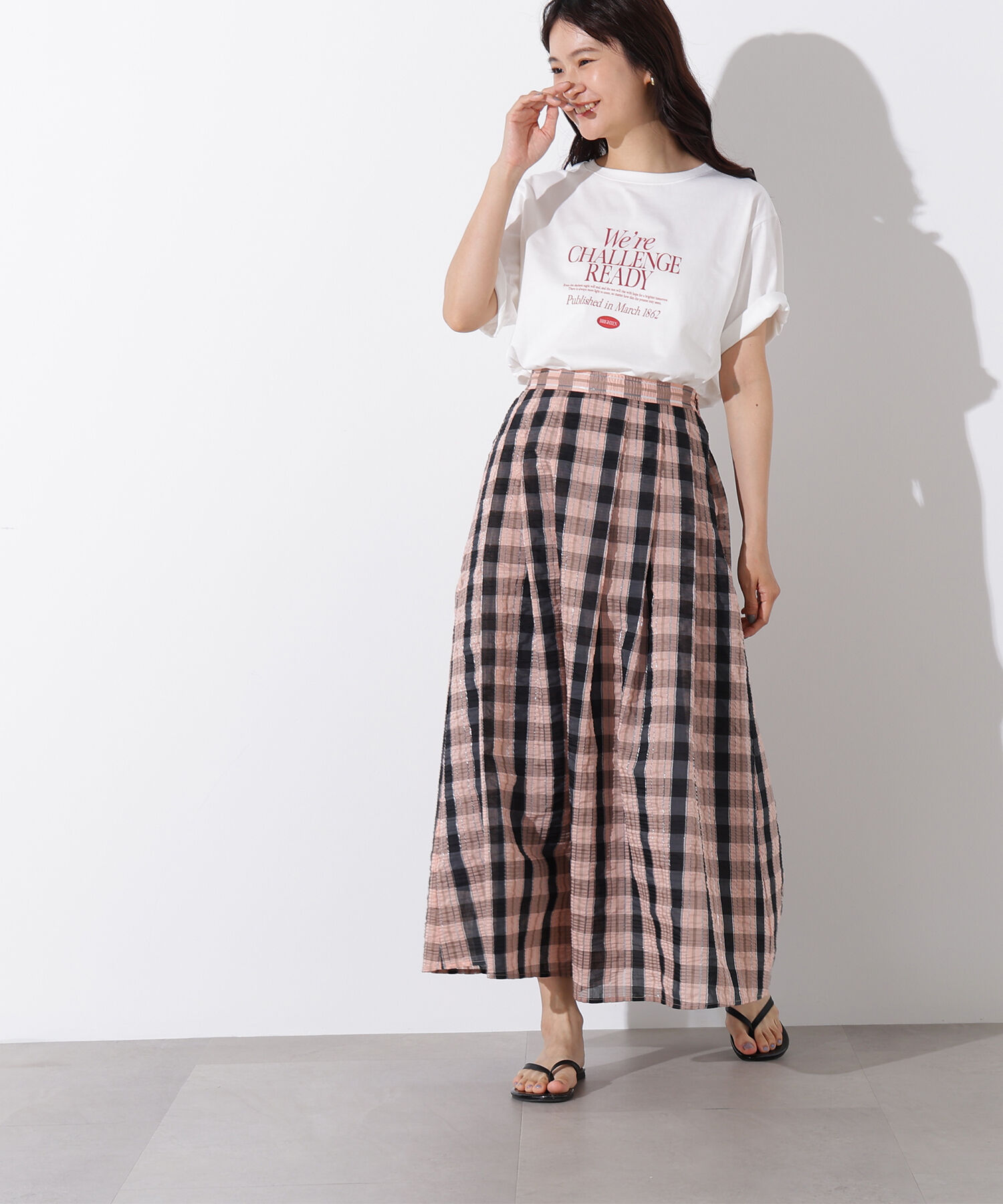  「シアーチェックフレアスカート」|スカート|
