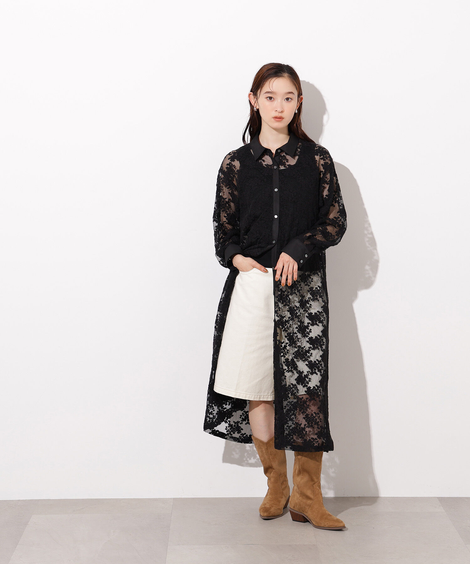  「レースクレリックシャツワンピース」|ワンピース|