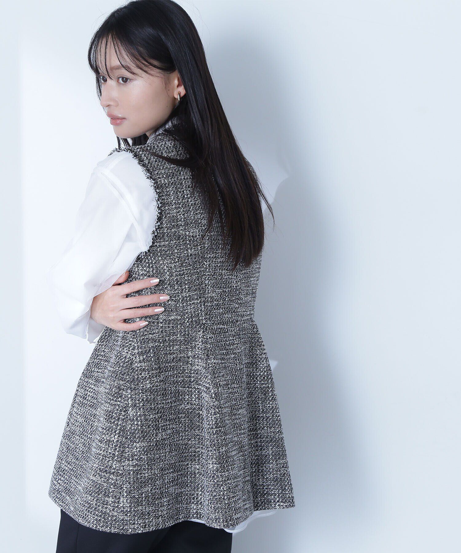  「スプリングツイード ペプラムジレ」|ブルゾン・スタジャン|