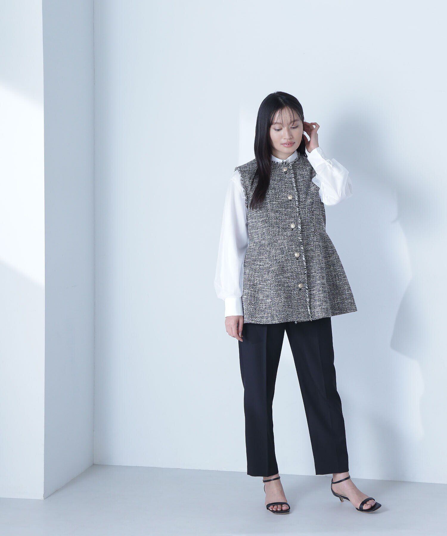  「スプリングツイード ペプラムジレ」|ブルゾン・スタジャン|