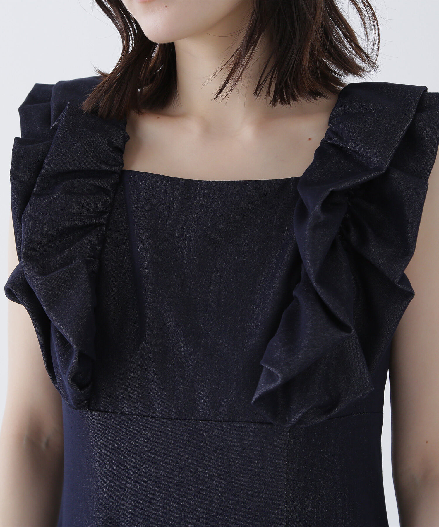  「シャンブレーバブルフリルワンピース」|ワンピース|