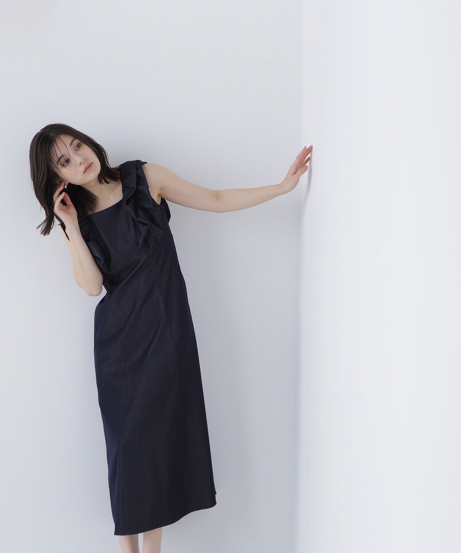  「シャンブレーバブルフリルワンピース」|ワンピース|