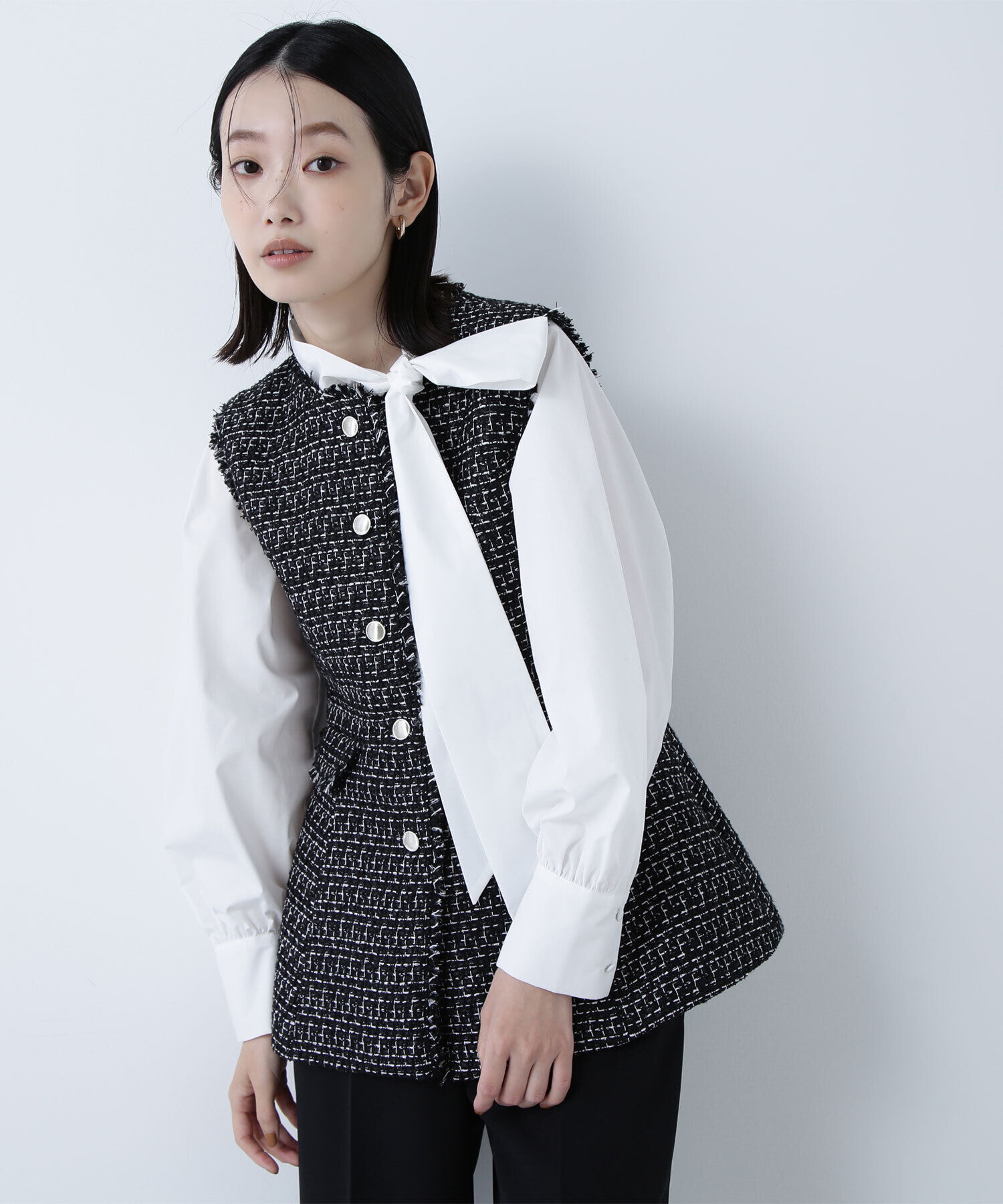  「ツイードペプラムジレ」|ブルゾン・スタジャン|ブラック系2