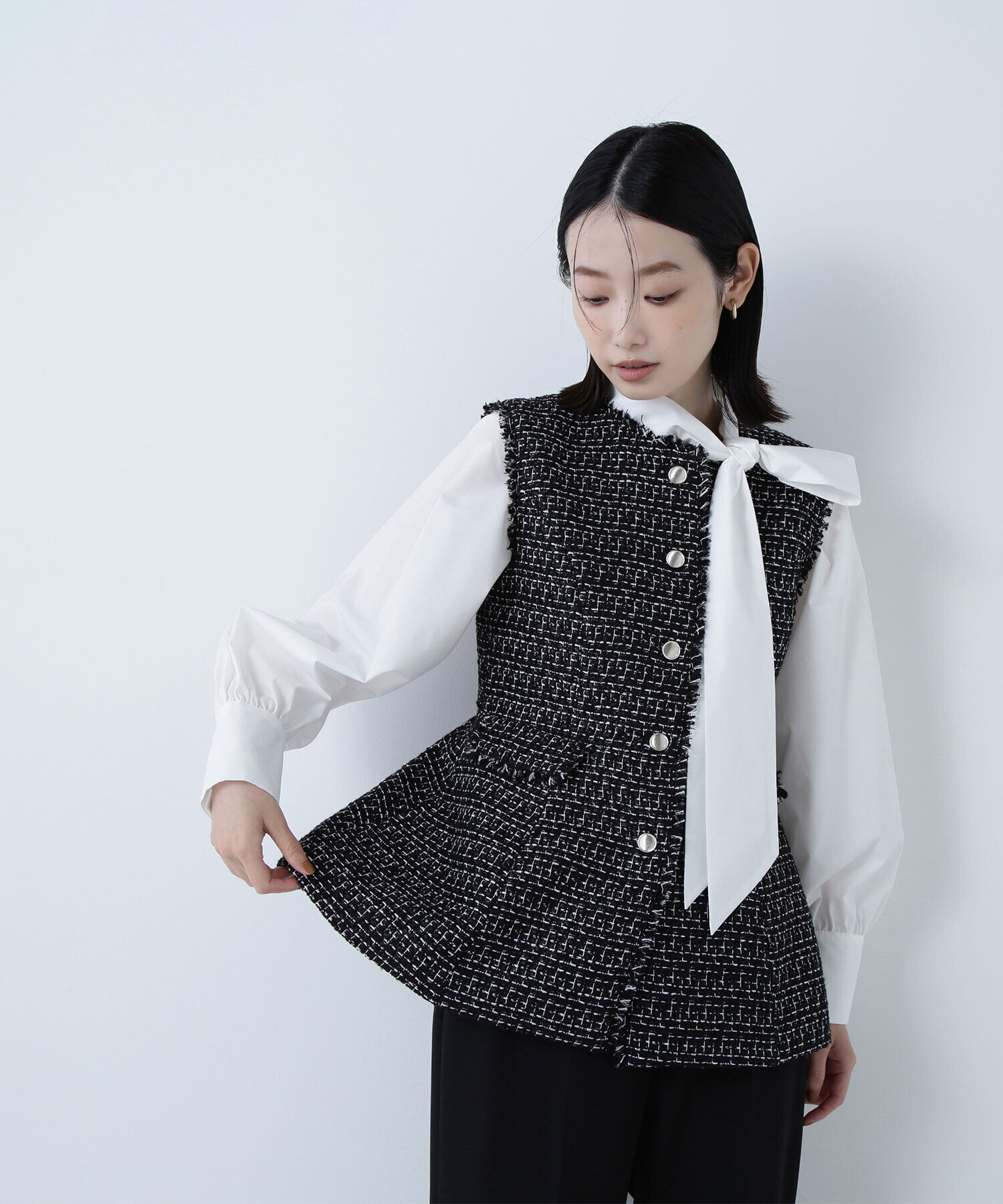  「ツイードペプラムジレ」|ブルゾン・スタジャン|