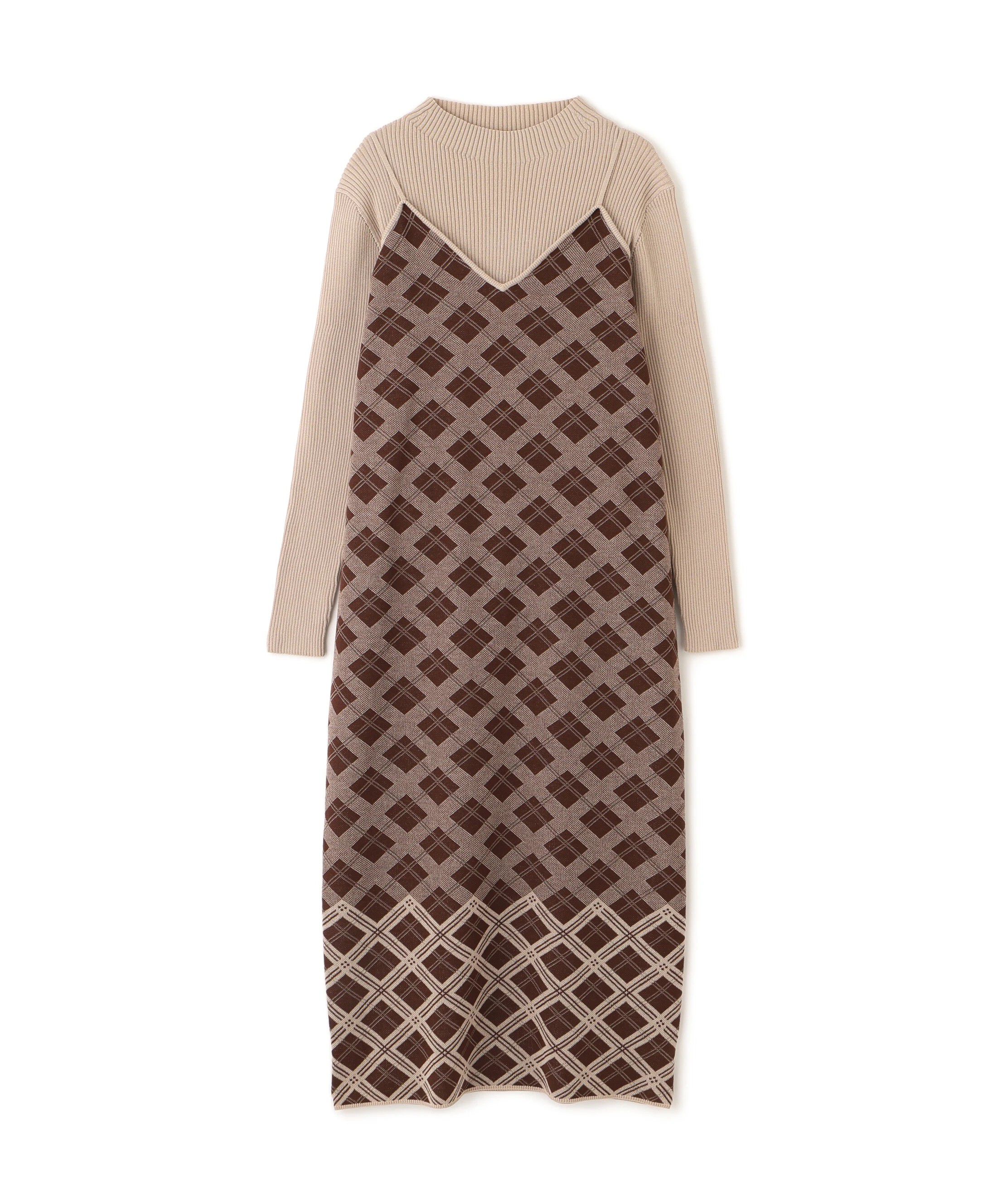  「チェックニットキャミワンピースセット」|ワンピース|