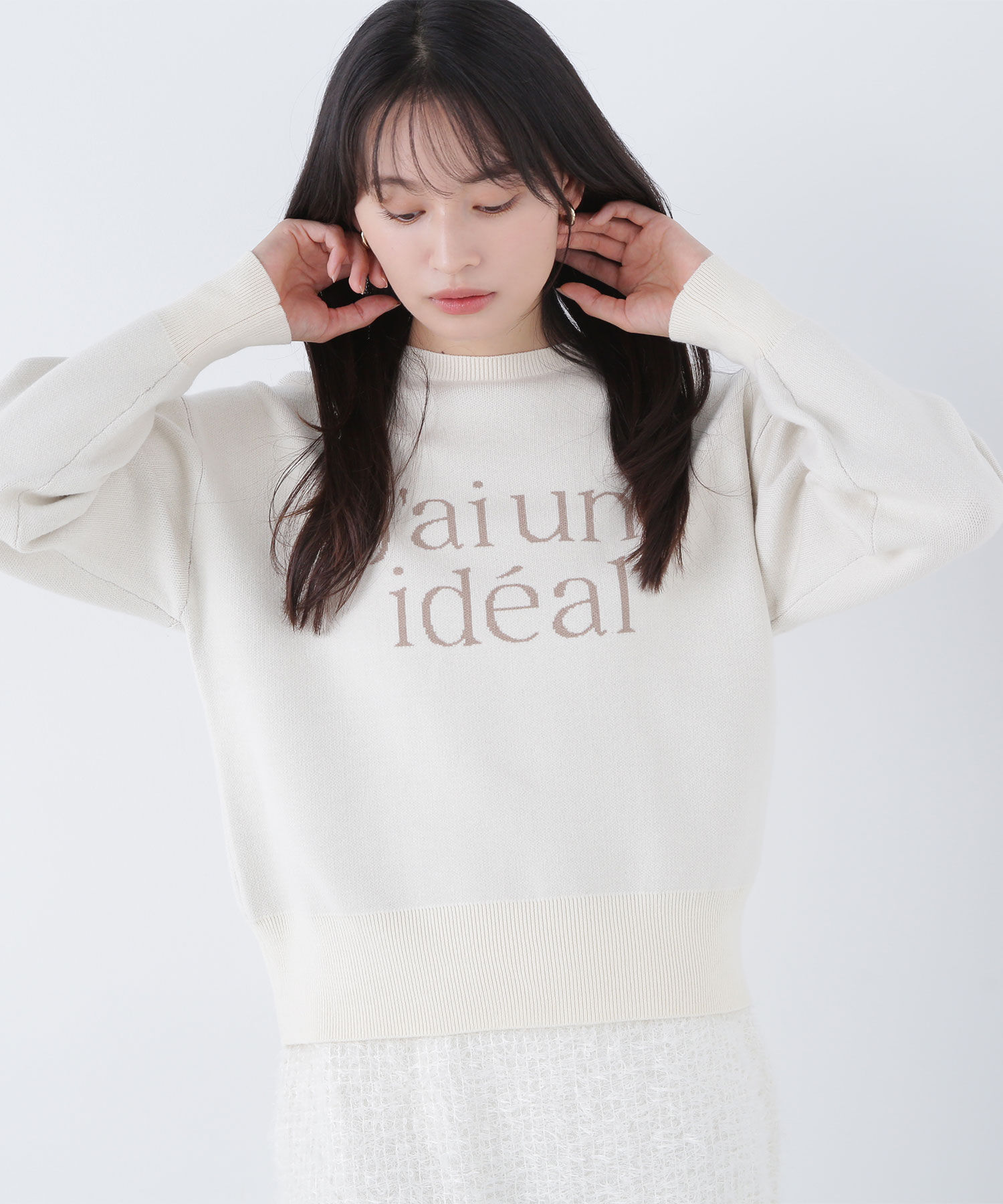  「ダブルジャガードロゴニット」|ニット・セーター|オフホワイト1