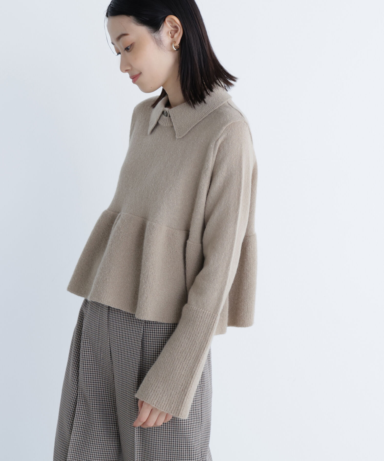  「襟付きペプラムニット」|ニット・セーター|
