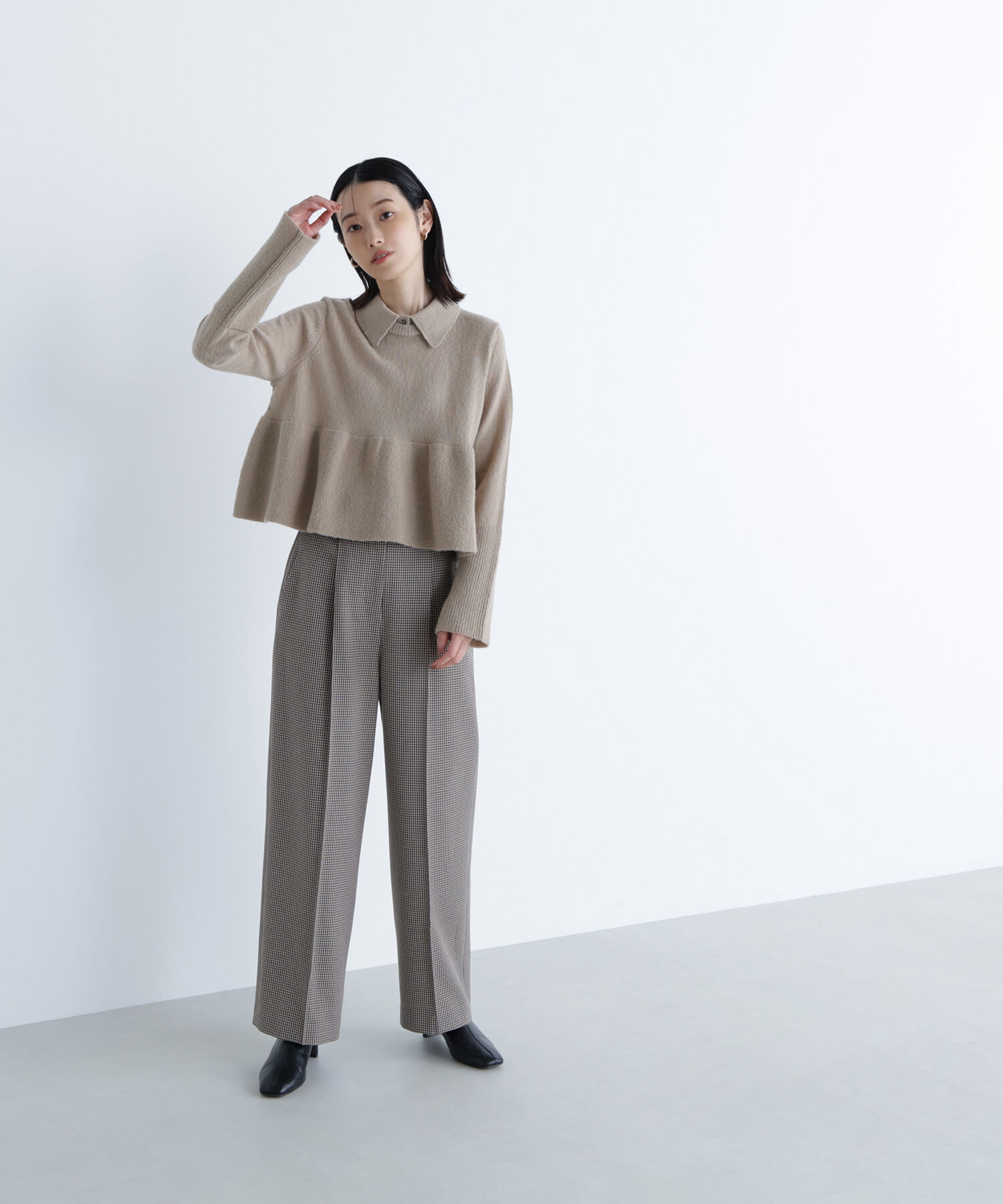  「襟付きペプラムニット」|ニット・セーター|