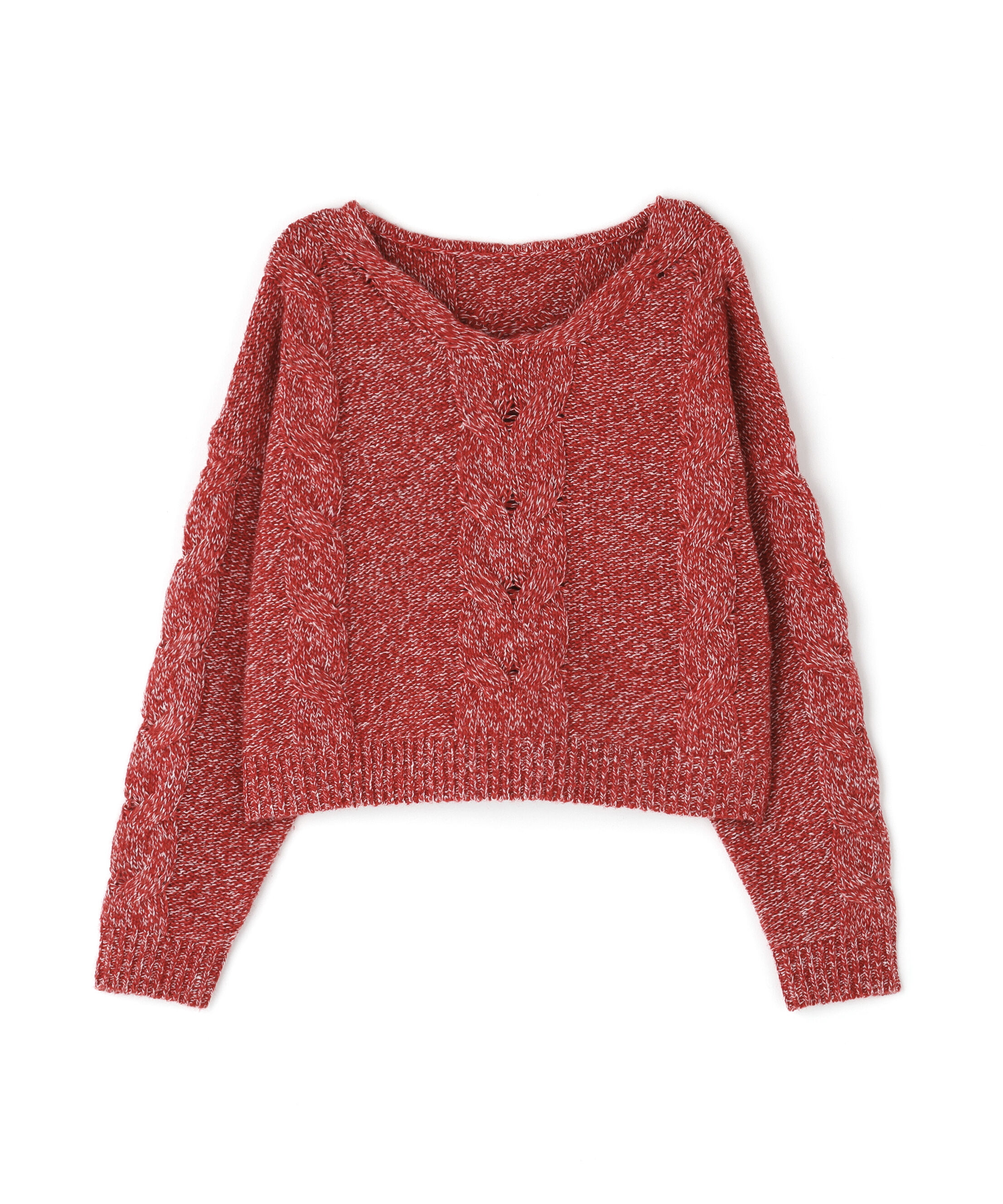  「Vネックケーブルニット」|ニット・セーター|