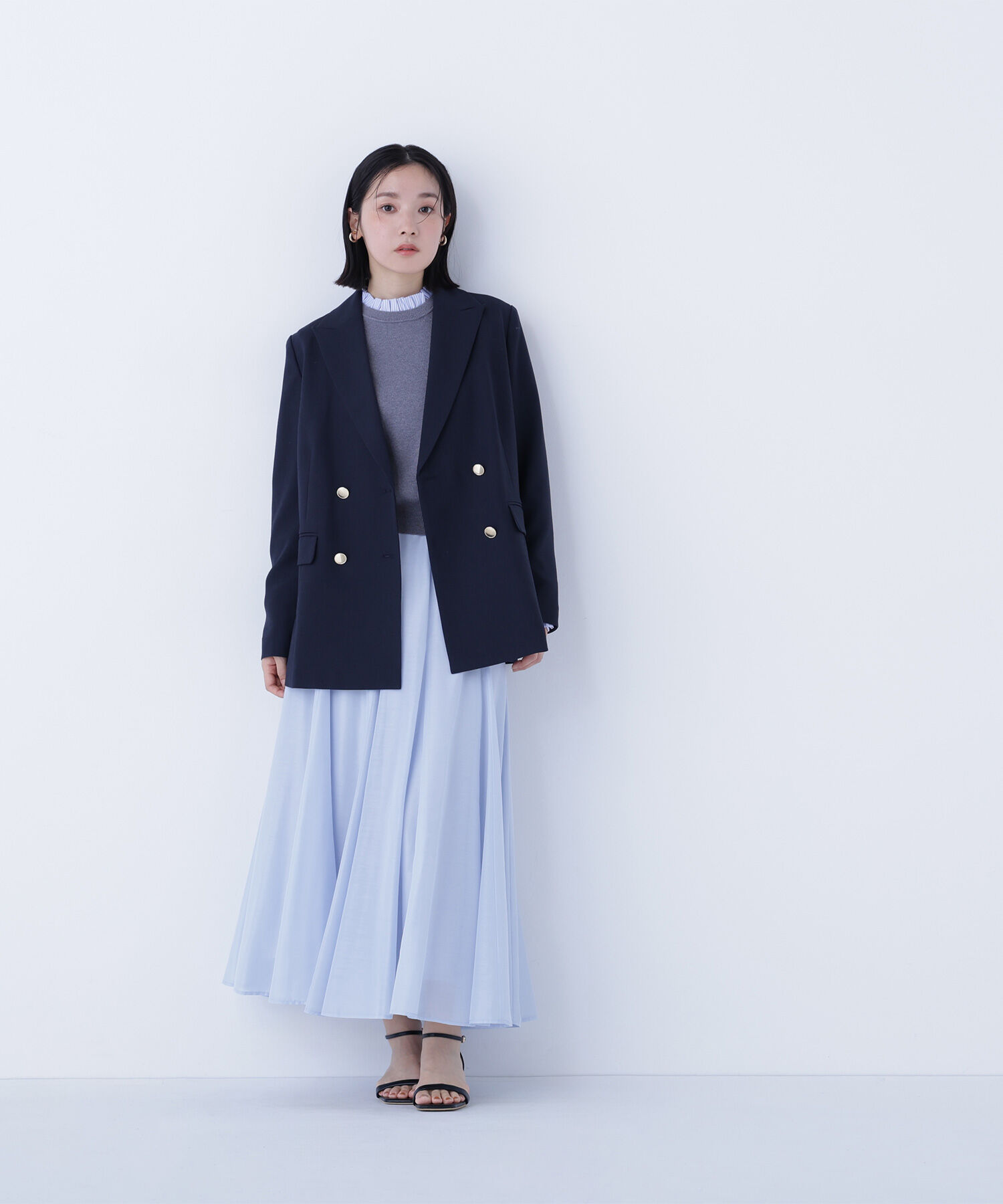  「シャイニーシアーボイルスカート」|スカート|ブルー