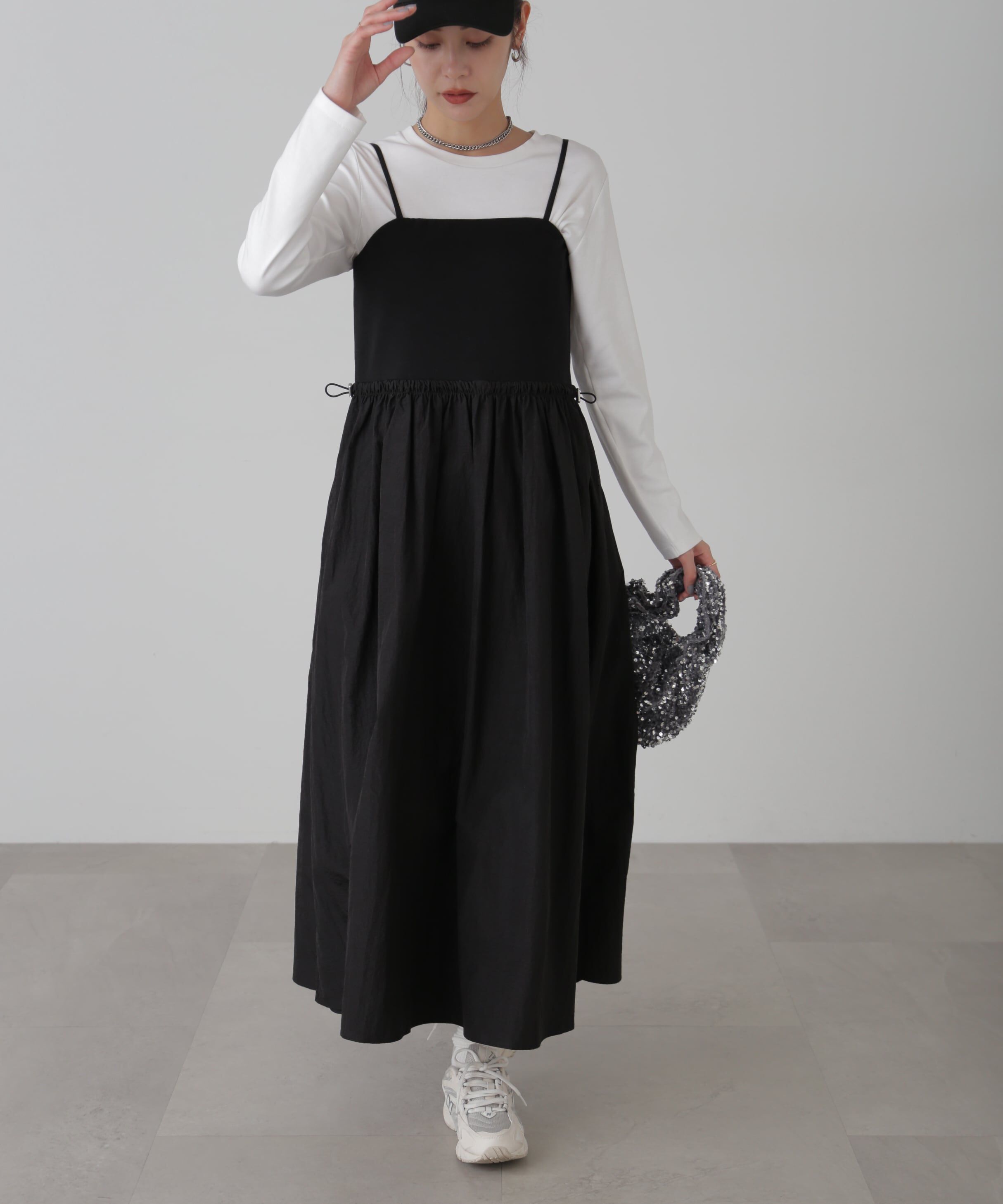  「異素材ドッキングキャミワンピース」|ワンピース|