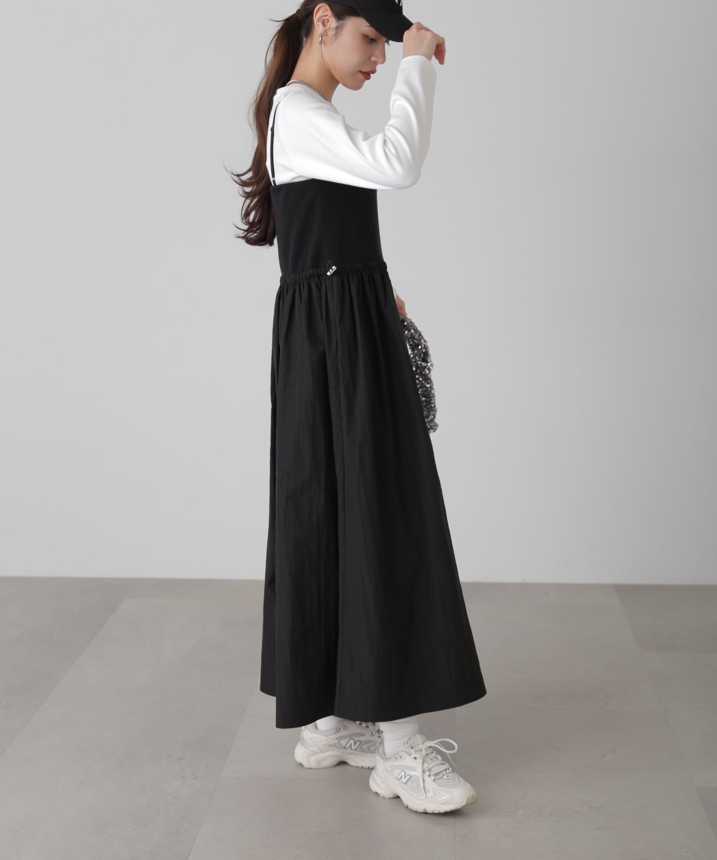  「異素材ドッキングキャミワンピース」|ワンピース|