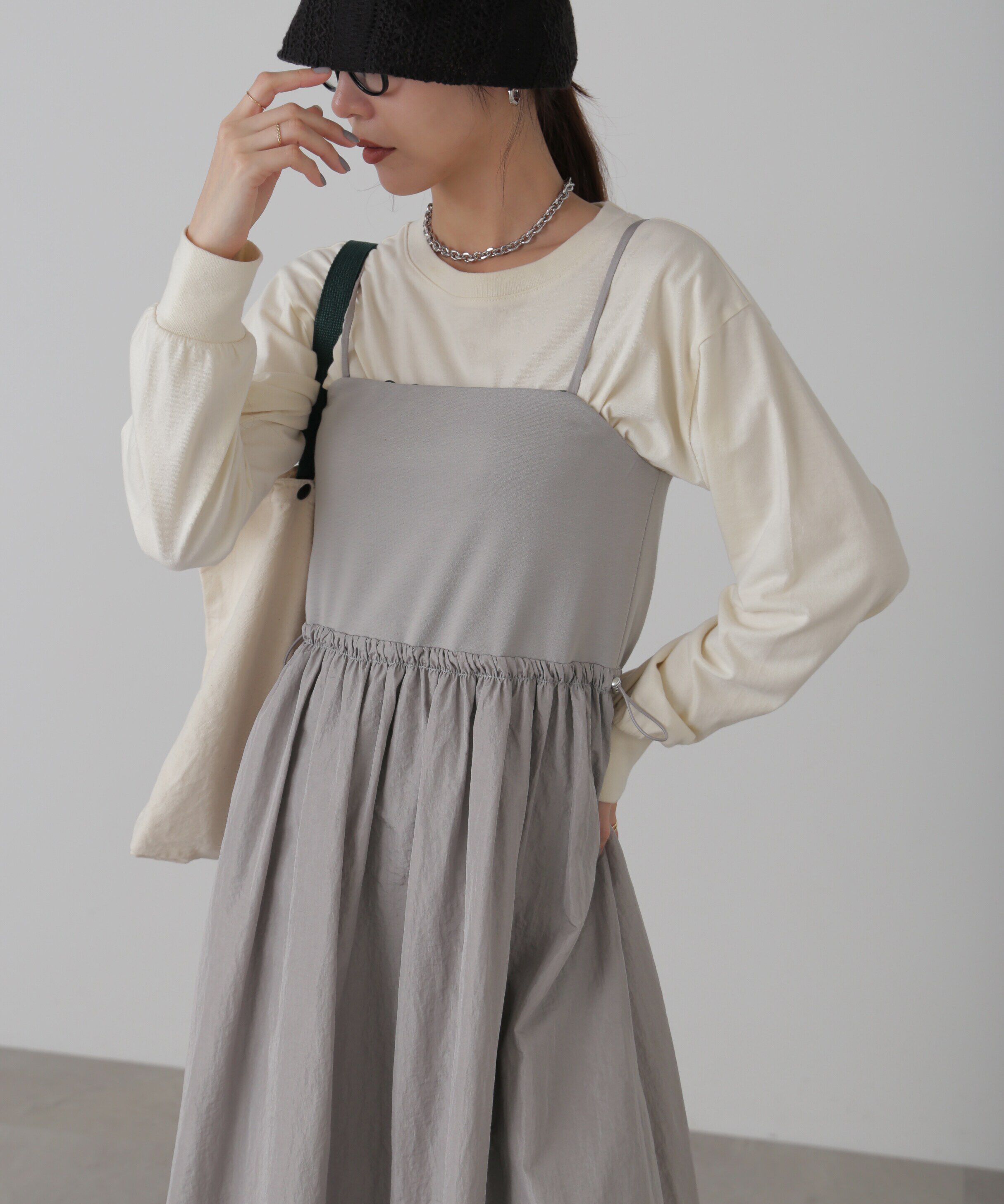  「異素材ドッキングキャミワンピース」|ワンピース|