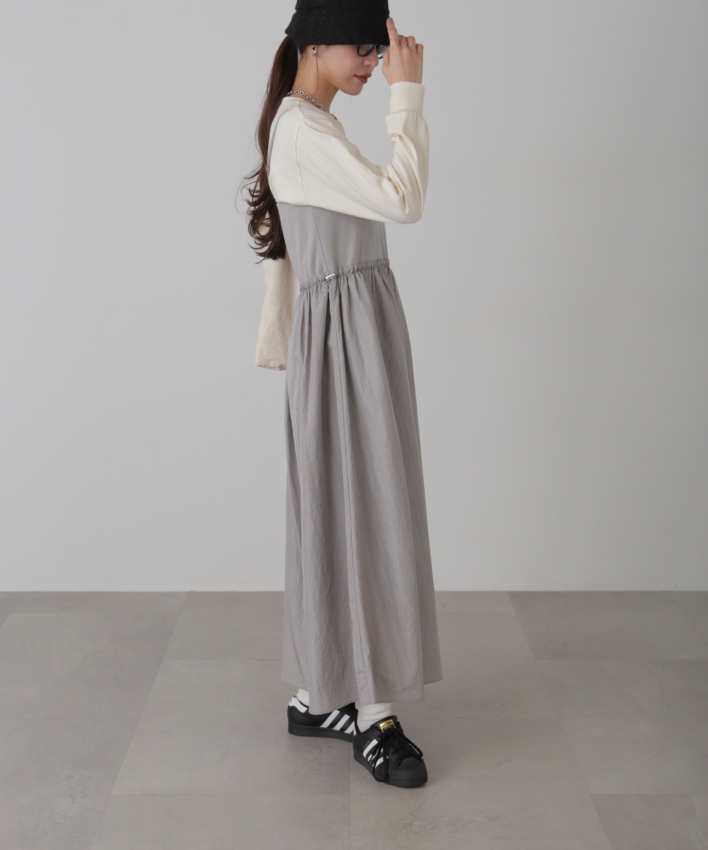  「異素材ドッキングキャミワンピース」|ワンピース|