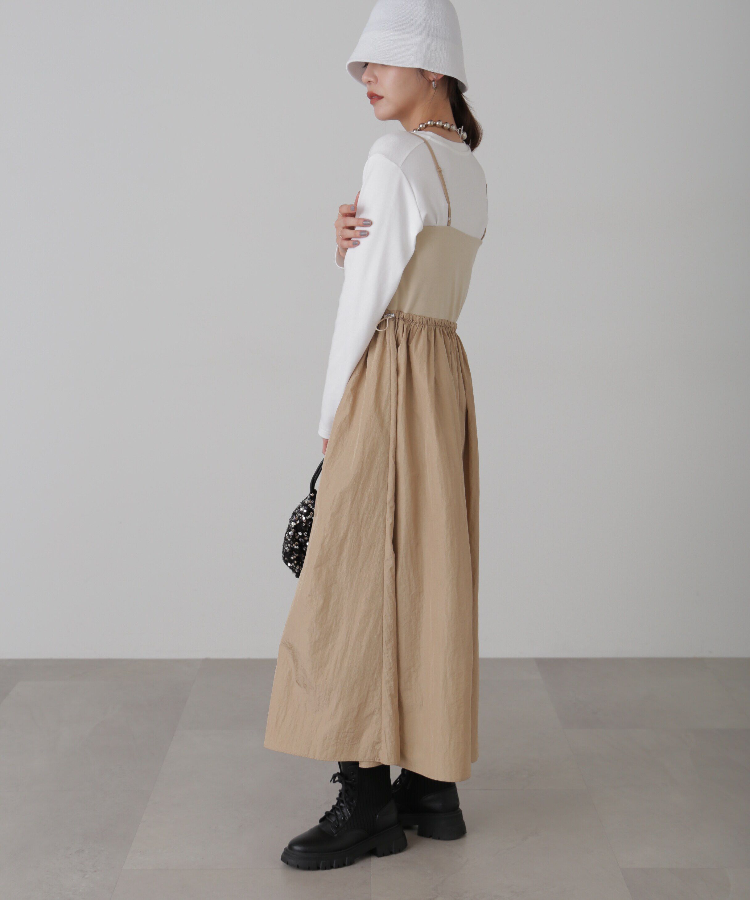  「異素材ドッキングキャミワンピース」|ワンピース|