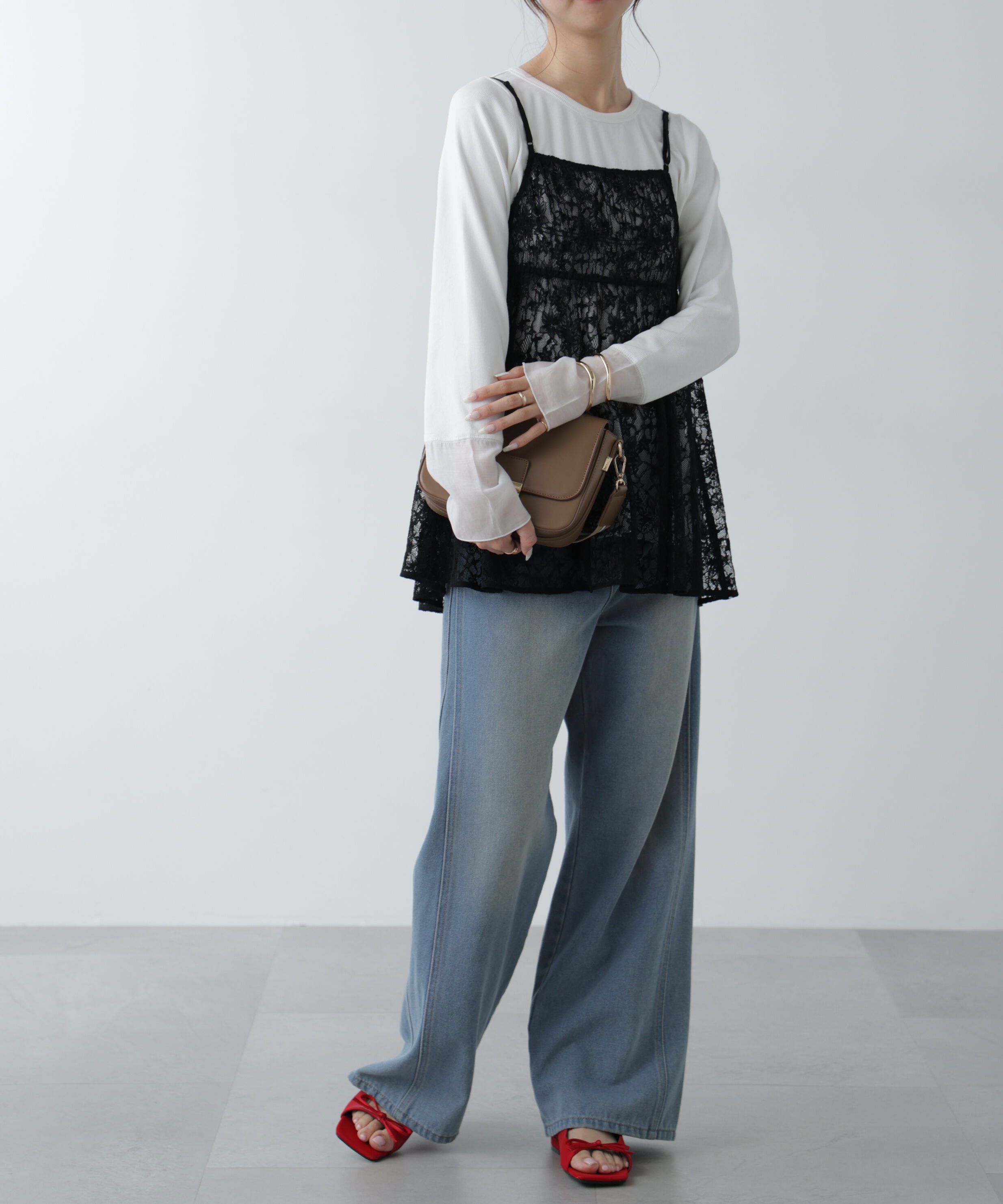  「前後2wayレースチュニックキャミブラウス」|シャツ・ブラウス|