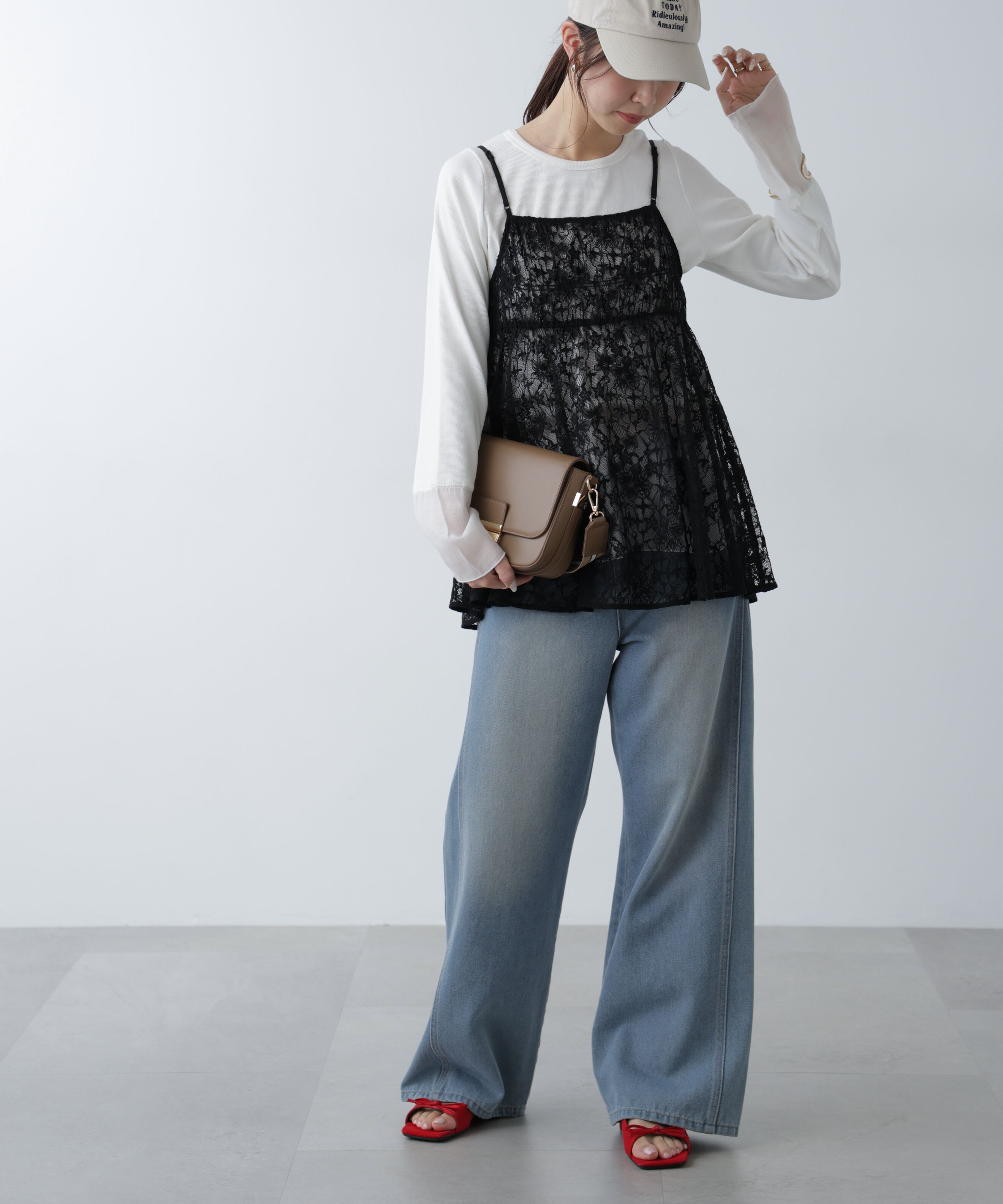  「前後2wayレースチュニックキャミブラウス」|シャツ・ブラウス|